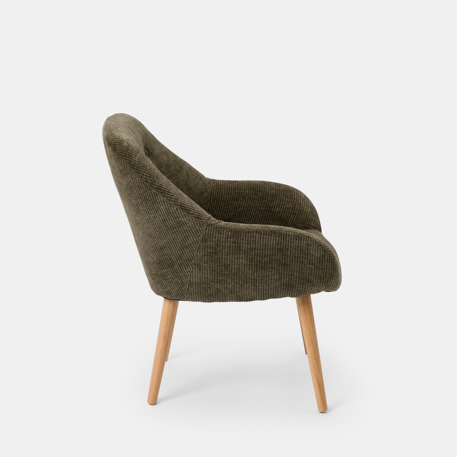 Poltrona in ciniglia verde con gambe in legno - Briette