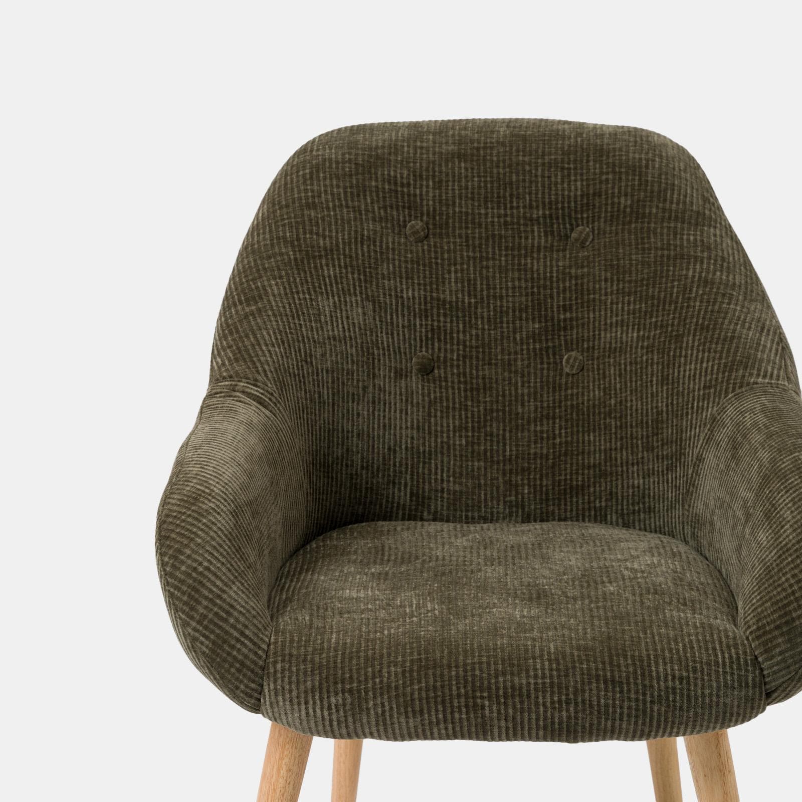 Poltrona in ciniglia verde con gambe in legno - Briette