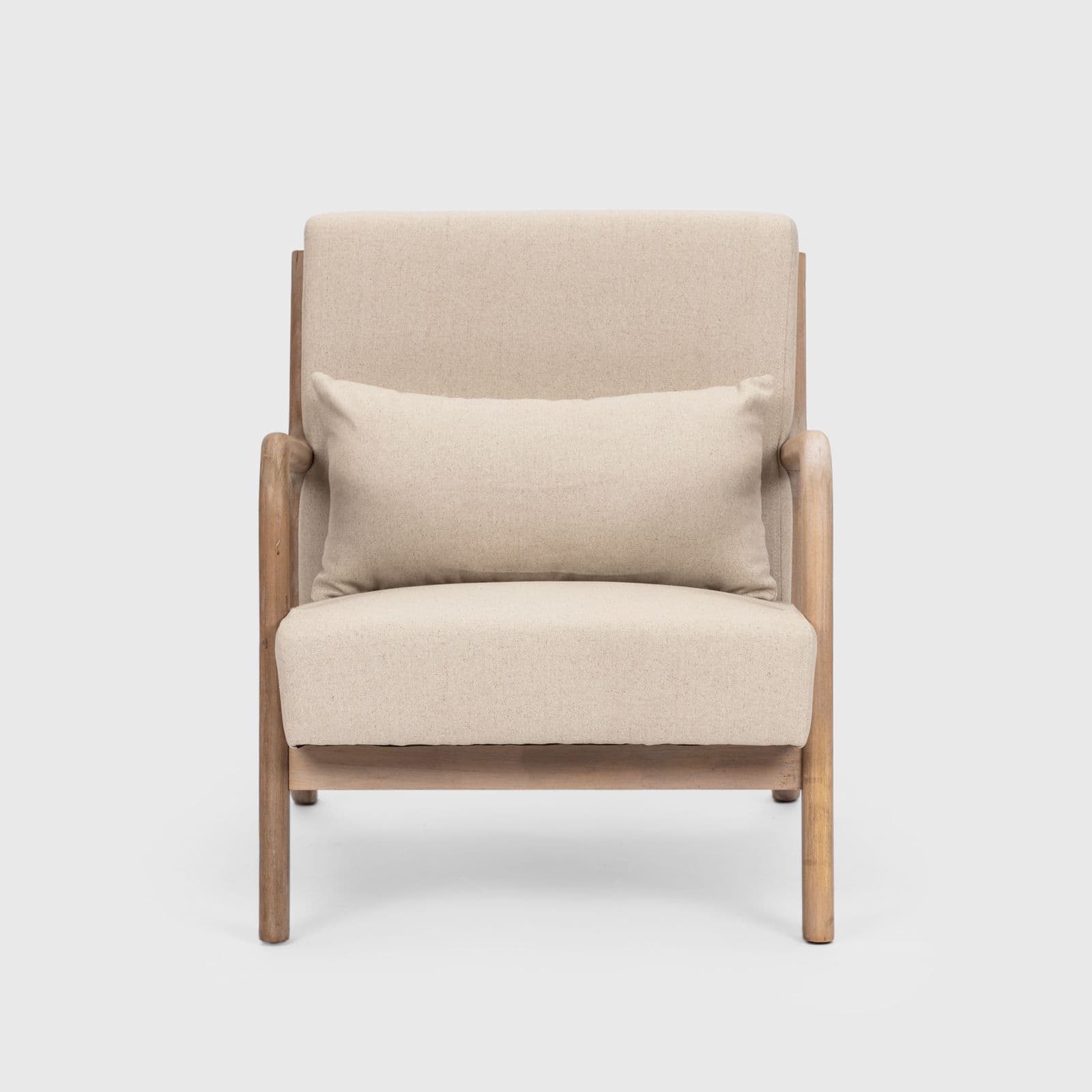 Poltrona in cotone e lino naturale con struttura in legno - Emilia