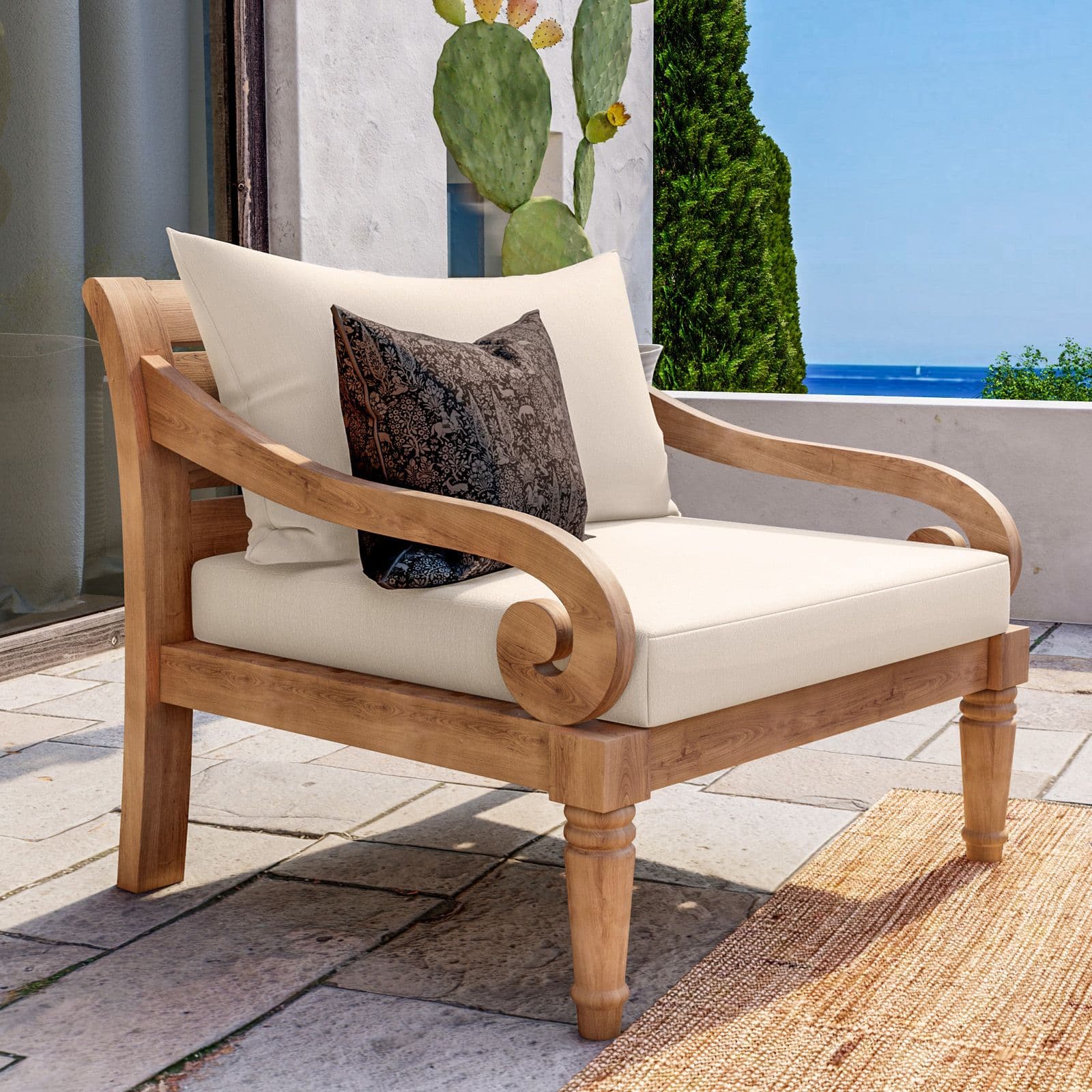 Poltrona in legno teak con cuscini - Belem