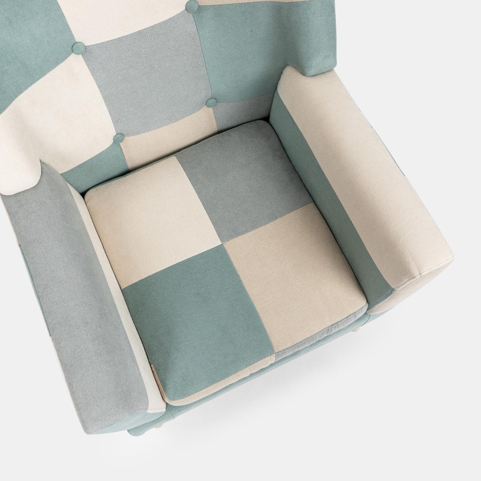 Poltrona scandinava in tessuto patchwork multicolor celeste - Copenaghen
