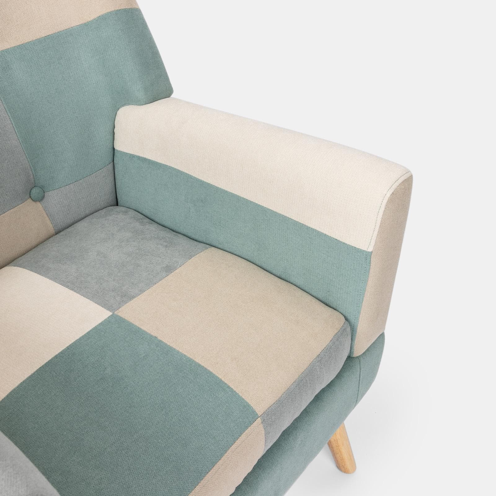 Poltrona scandinava in tessuto patchwork multicolor celeste - Copenaghen