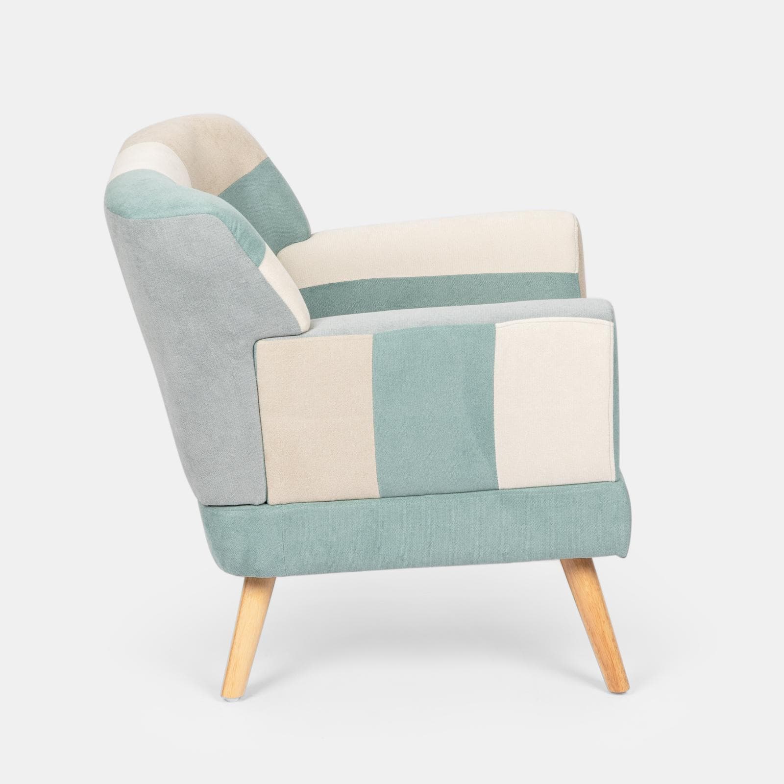 Poltrona scandinava in tessuto patchwork multicolor celeste - Copenaghen