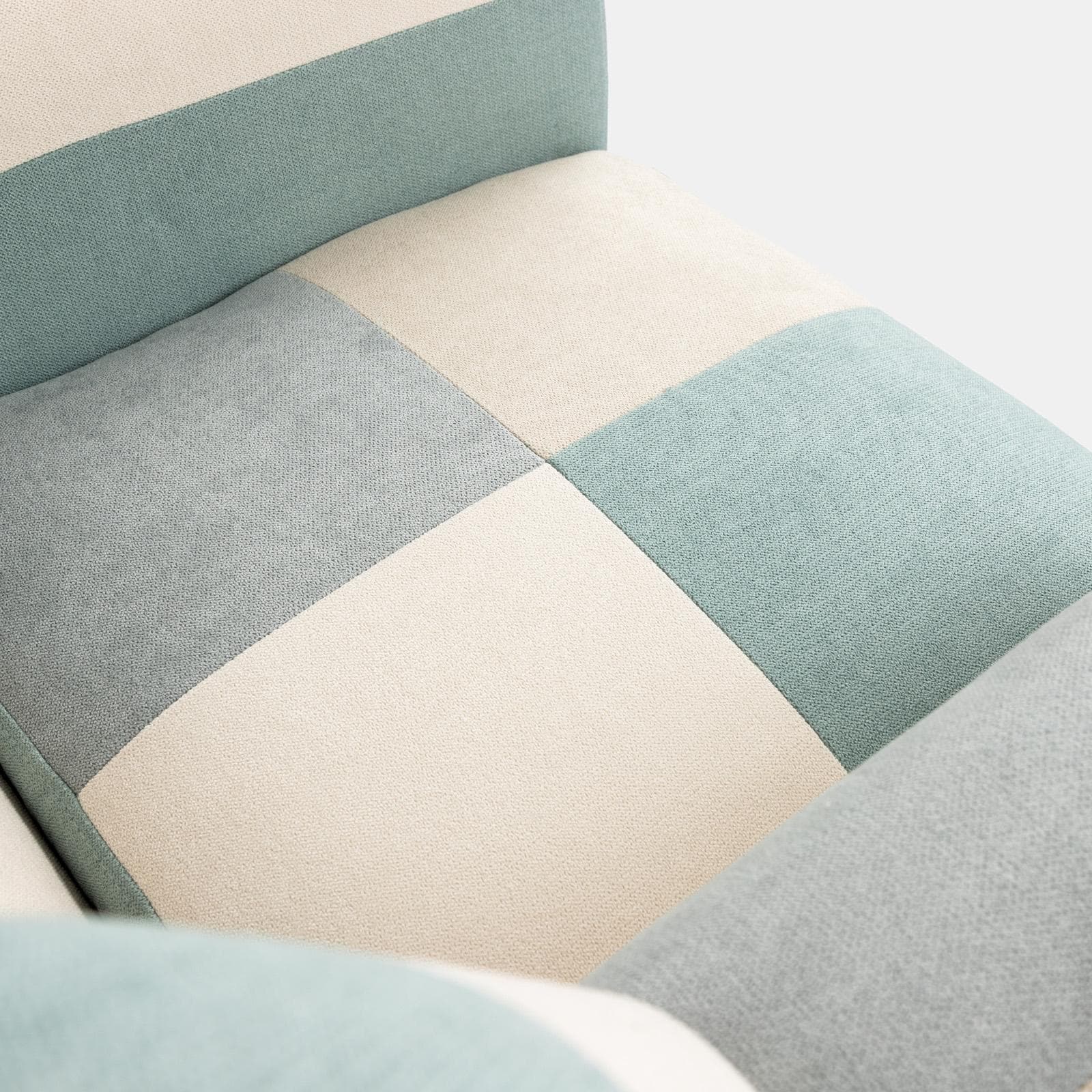 Poltrona scandinava in tessuto patchwork multicolor celeste - Copenaghen