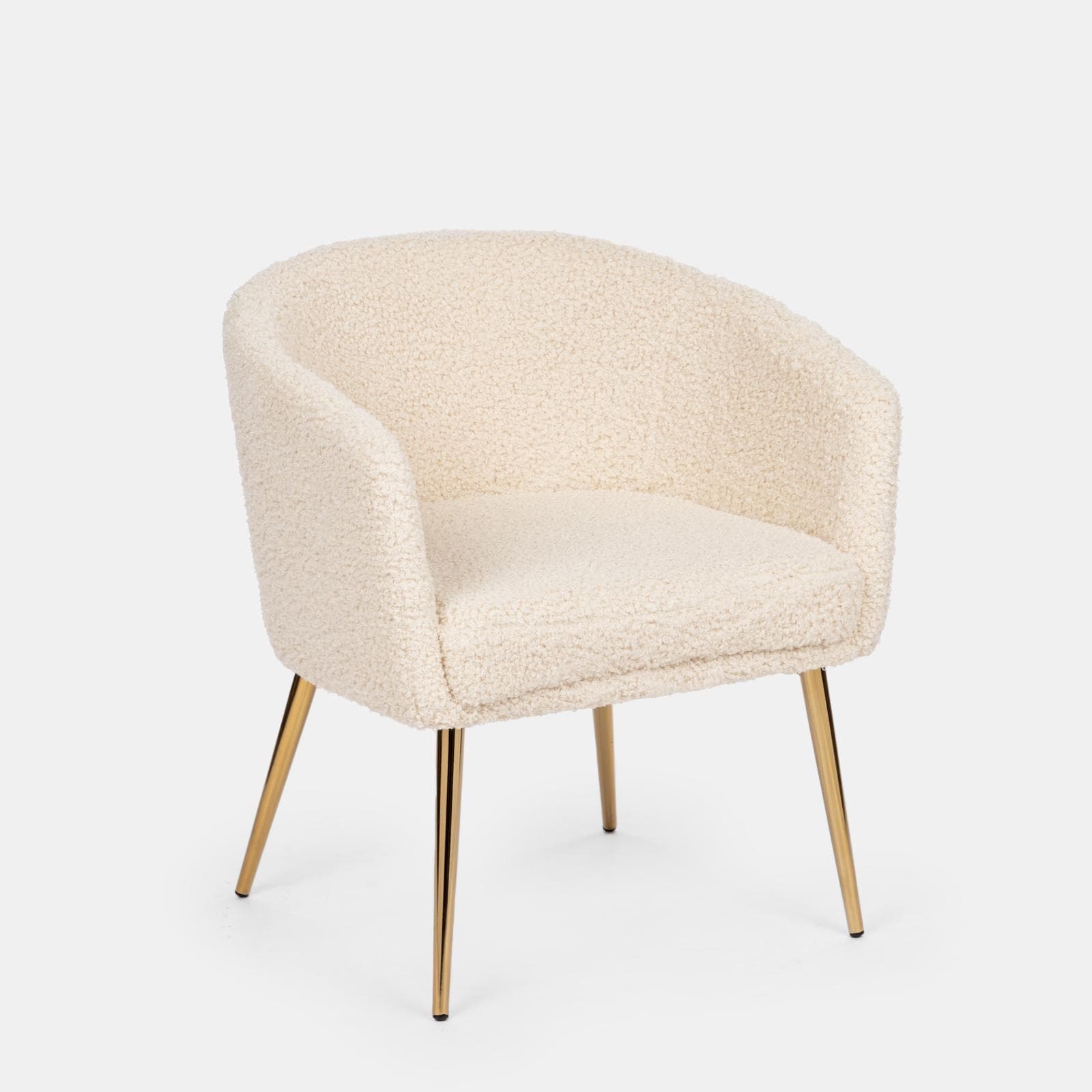 Poltrona in tessuto teddy con gambe finitura oro - Elody
