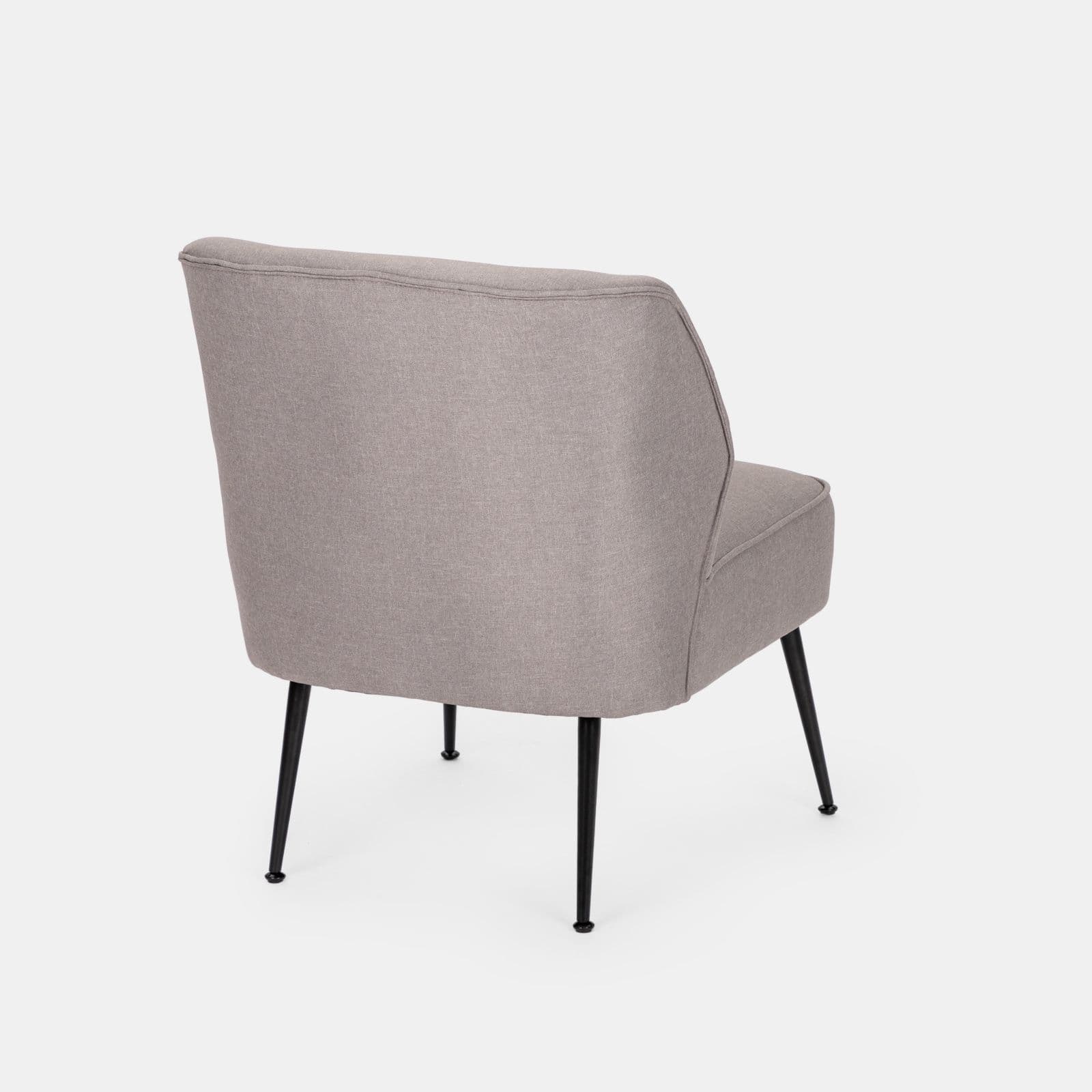 Poltrona in tessuto tortora con gambe in metallo nero - Giovy