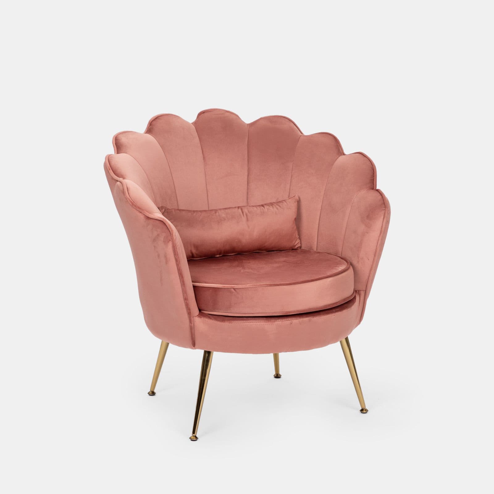 Poltrona in velluto rosa antico con gambe oro - Oden