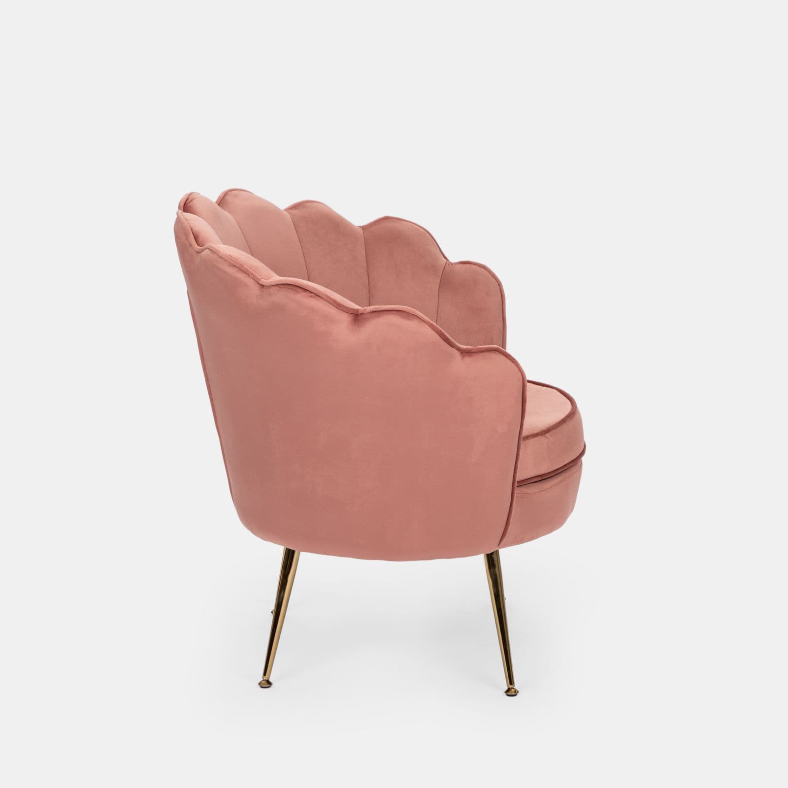 Poltrona in velluto rosa antico con gambe oro - Oden
