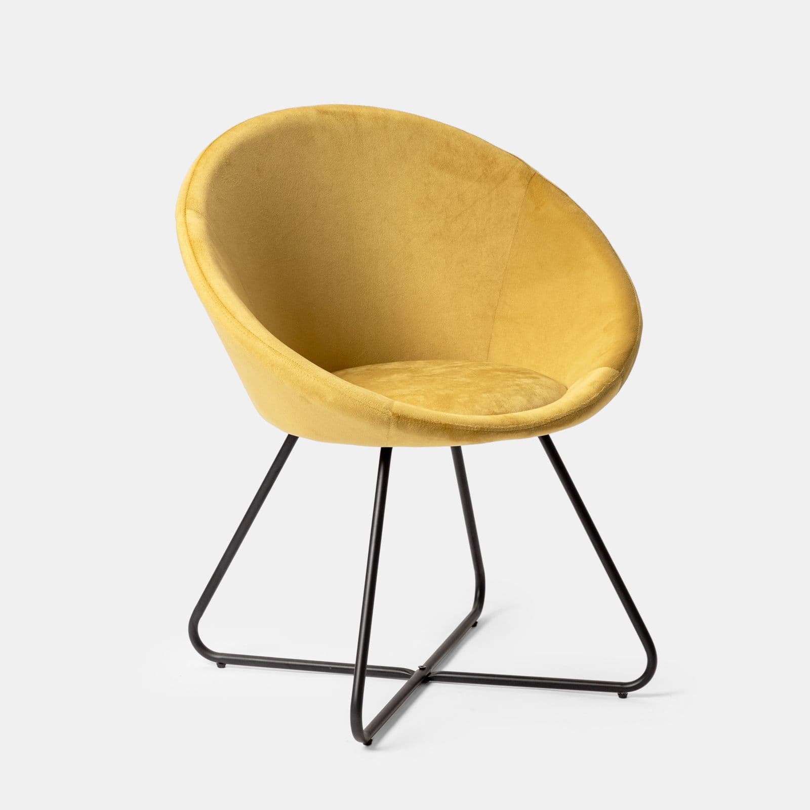 Poltrona in velluto giallo ocra con gambe nere - Cross