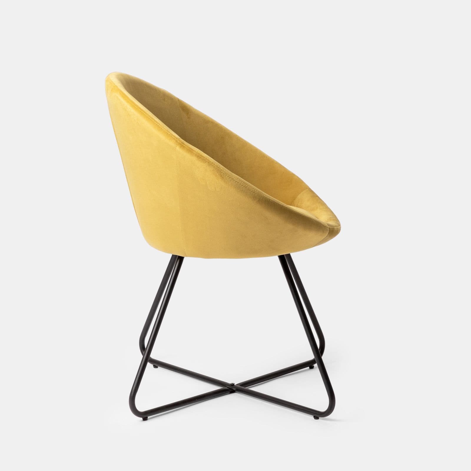 Poltrona in velluto giallo ocra con gambe nere - Cross