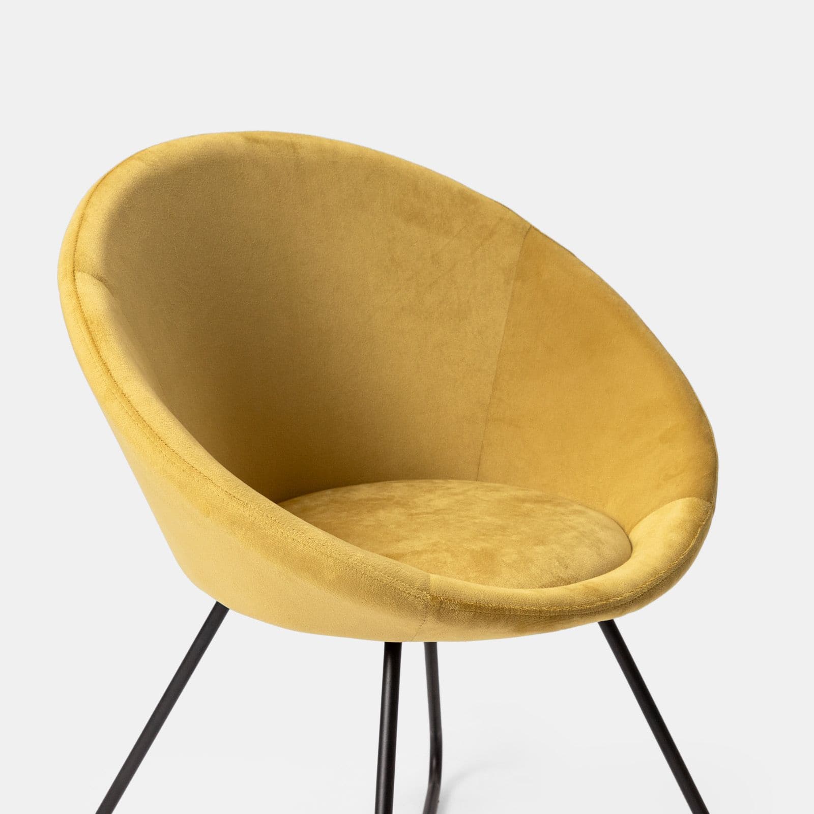 Poltrona in velluto giallo ocra con gambe nere - Cross