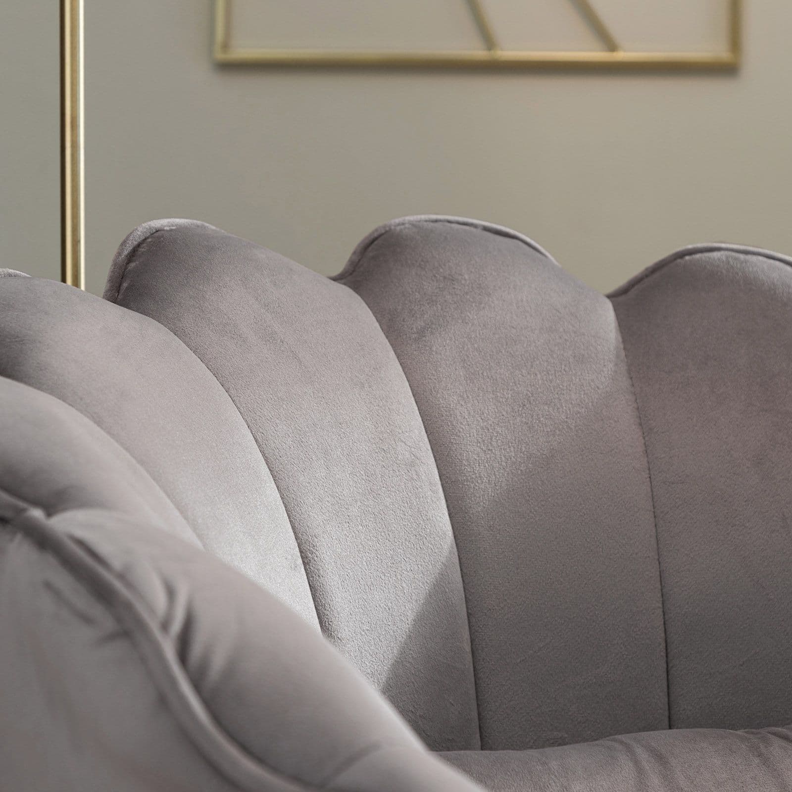 Poltrona in velluto grigio con gambe oro - Oden