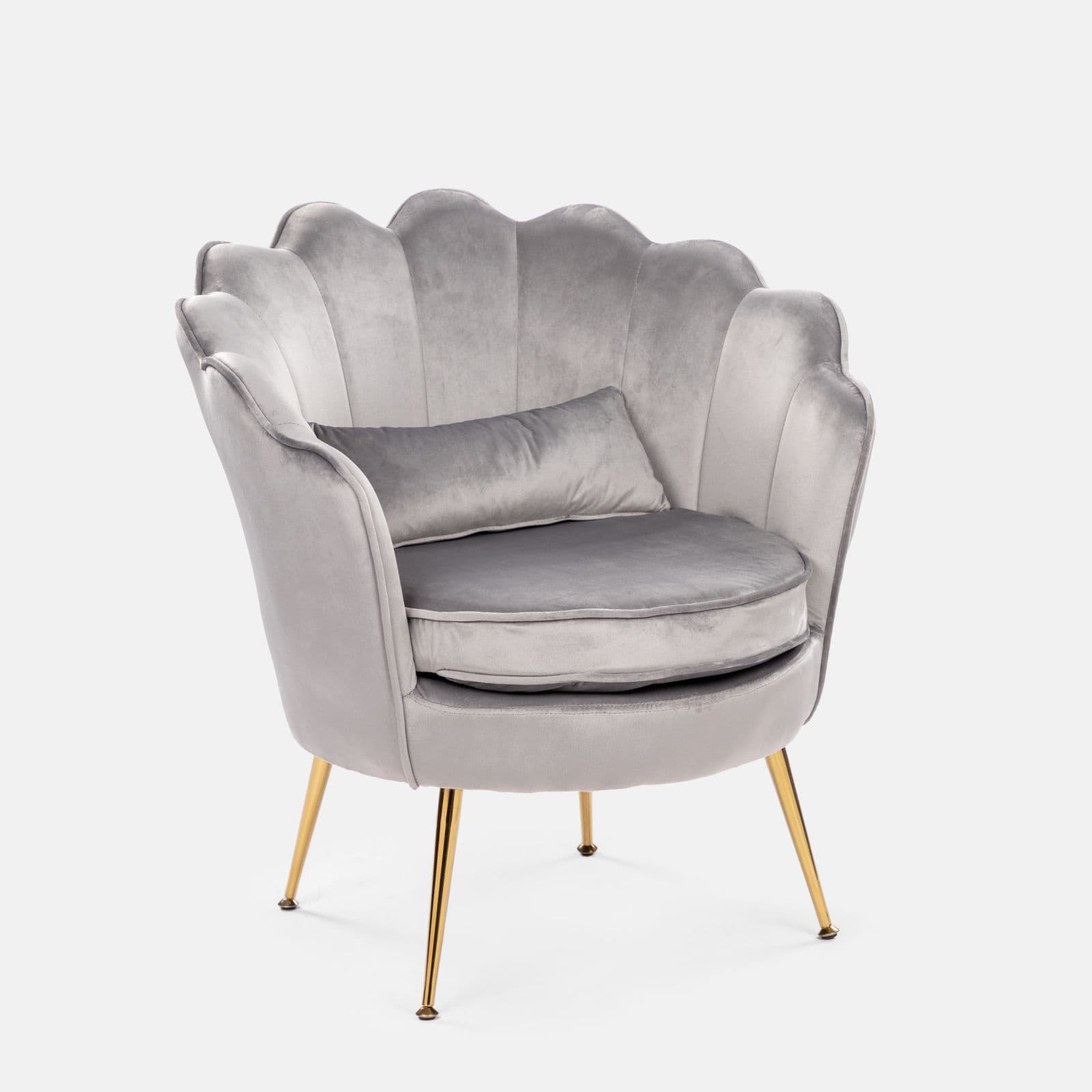Poltrona in velluto grigio con gambe oro - Oden