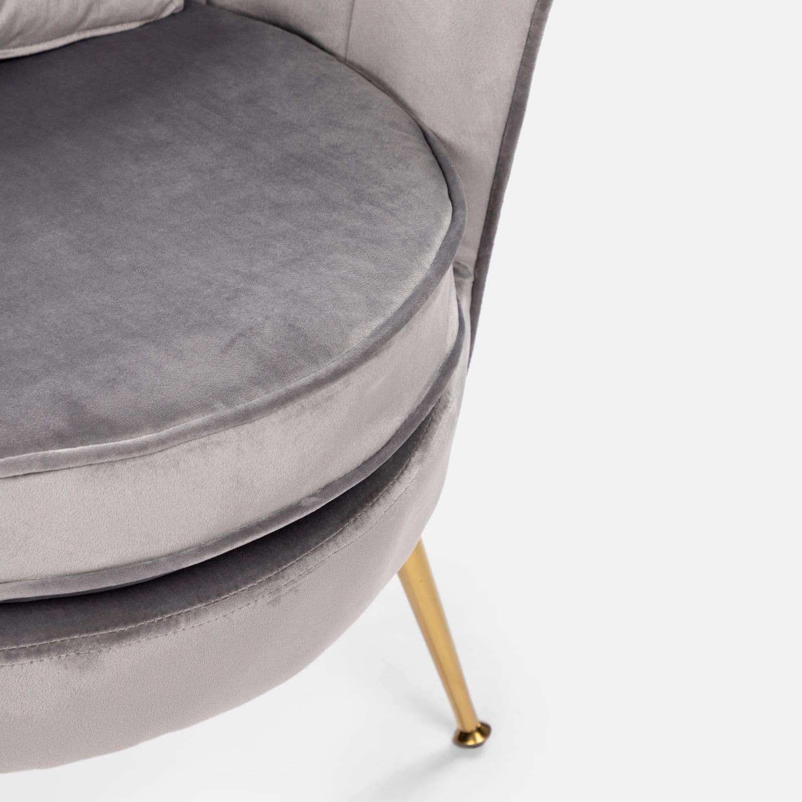 Poltrona in velluto grigio con gambe oro - Oden