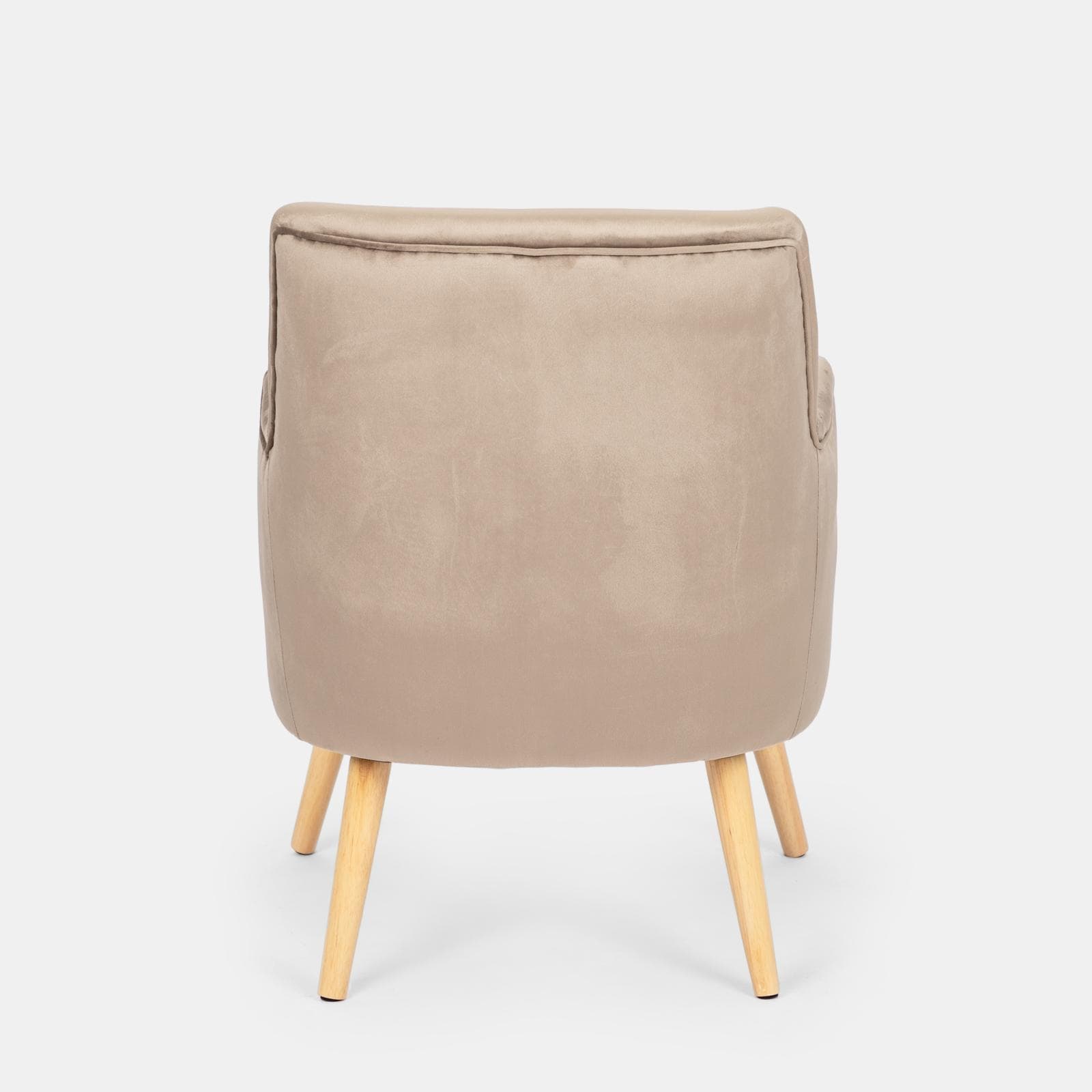 Poltrona in velluto cioccolato con gambe in legno - Elenor