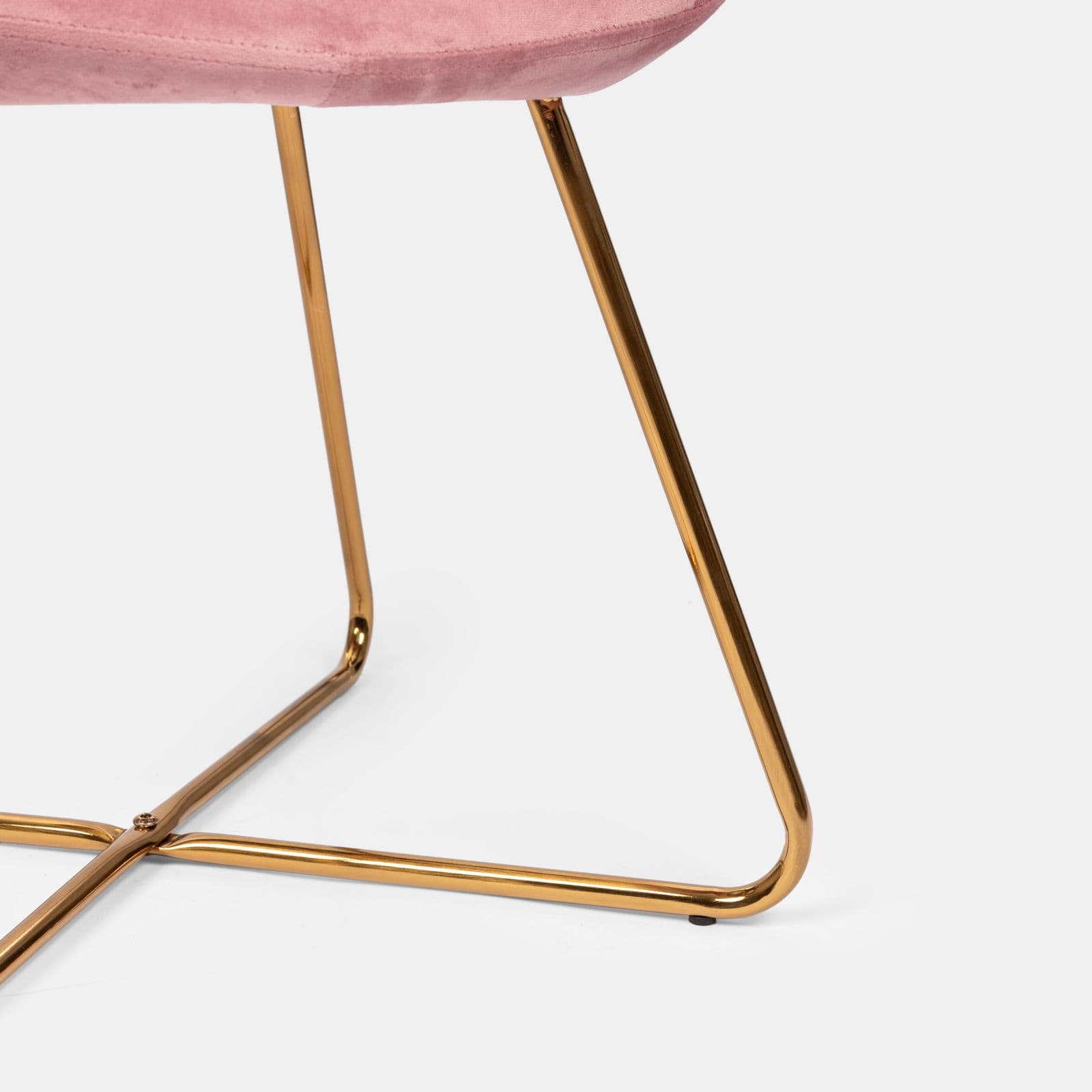 Poltrona in velluto rosa con schienale tondo e gambe oro - Cross