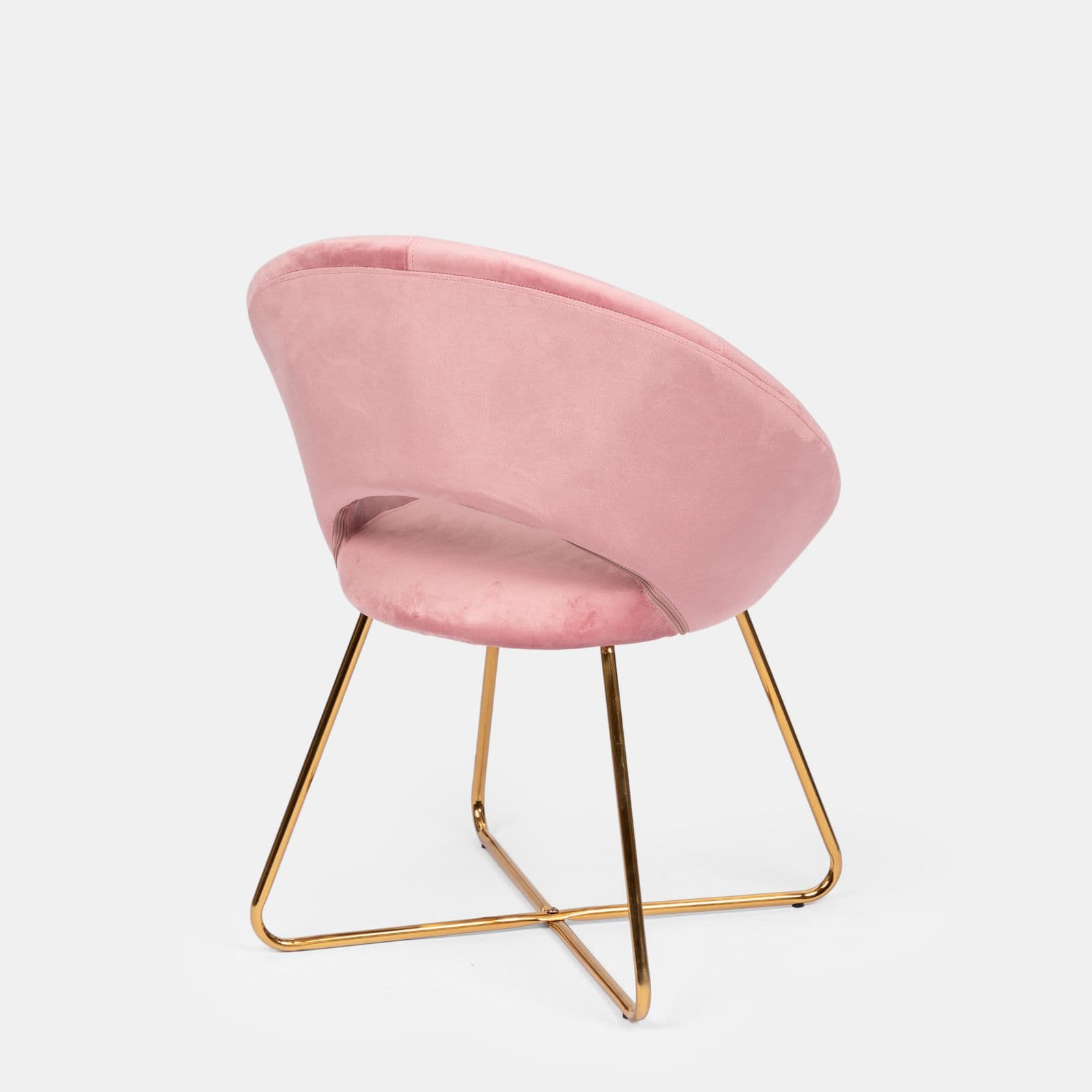 Poltrona in velluto rosa con schienale tondo e gambe oro - Cross