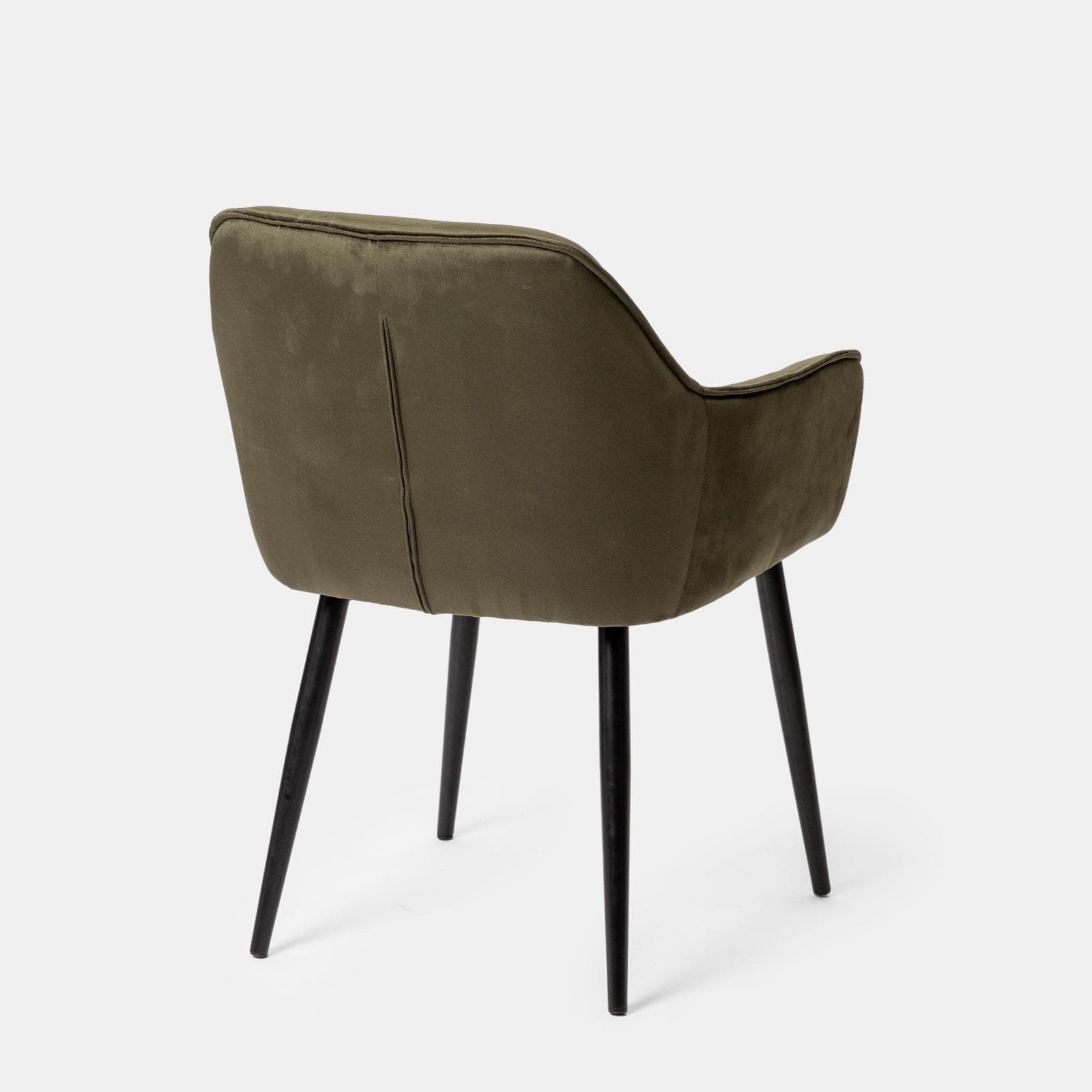 Poltrona in velluto trapuntato verde scuro con gambe in metallo nero - Sulis