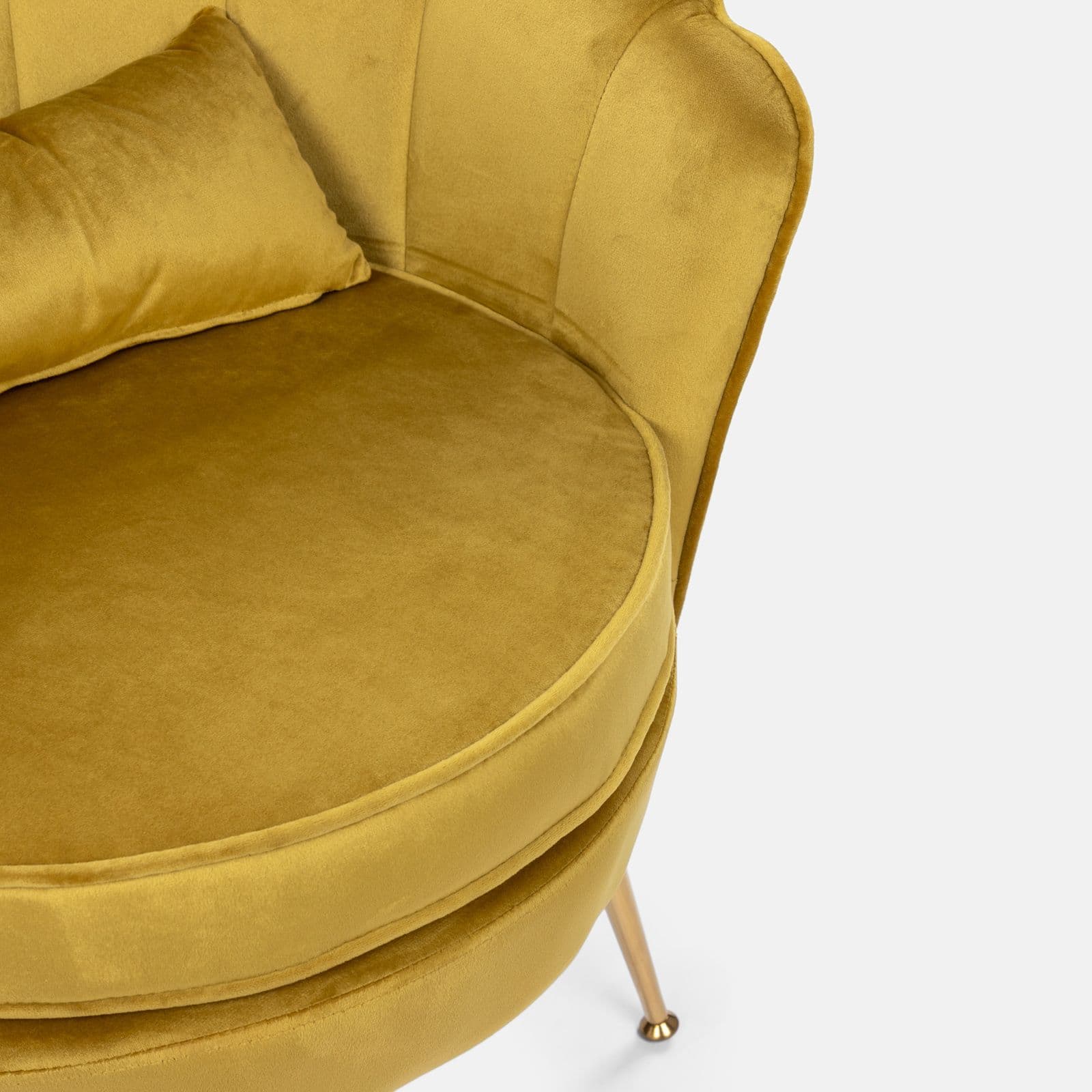 Poltrona in velluto giallo ocra con gambe oro - Oden