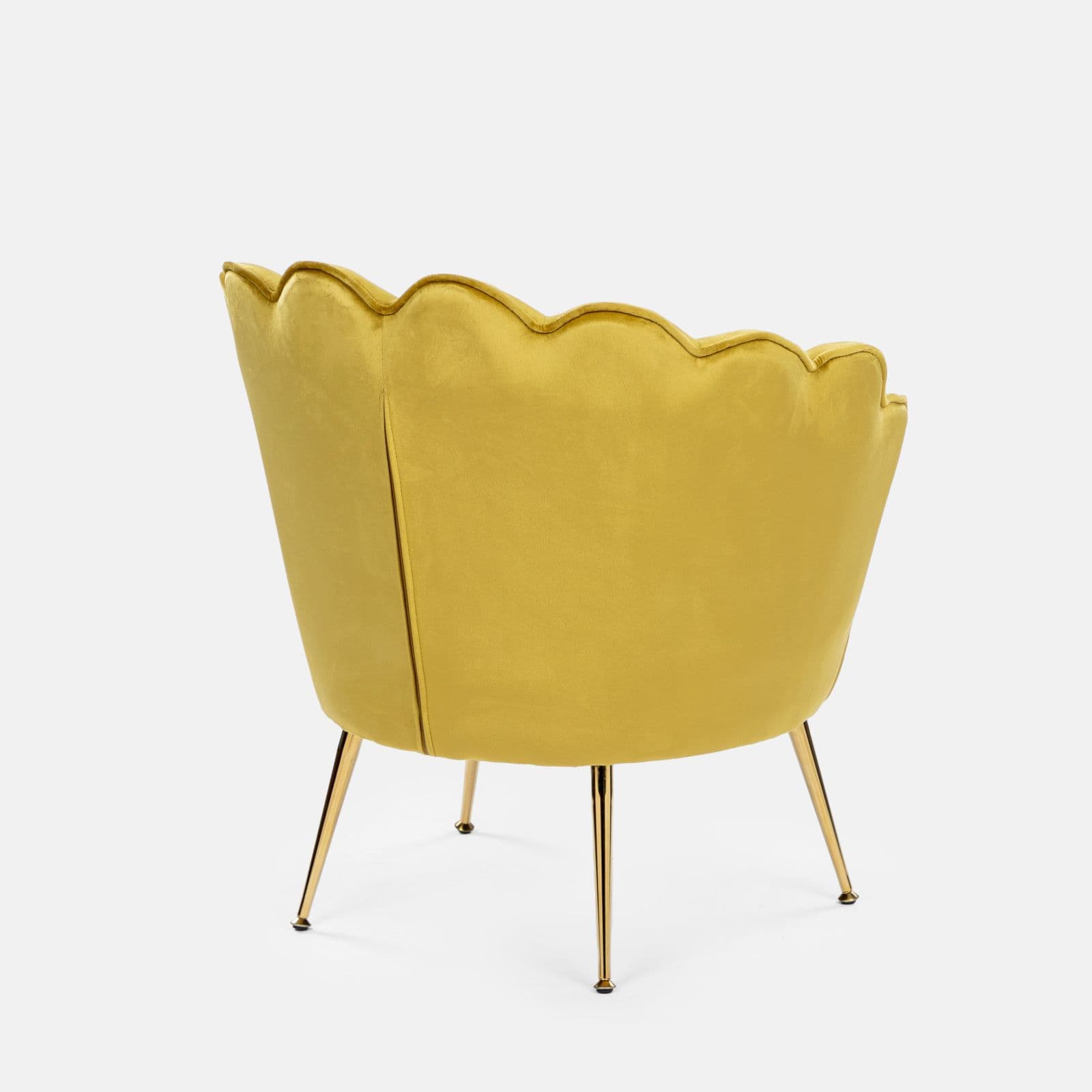 Poltrona in velluto giallo ocra con gambe oro - Oden