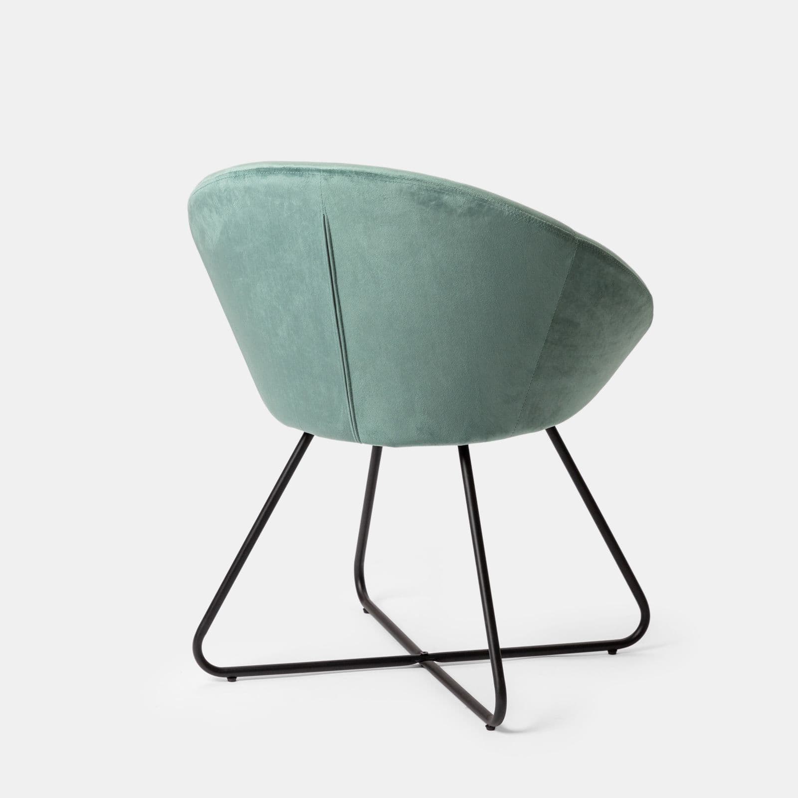 Poltrona in velluto verde salvia con gambe nere - Cross
