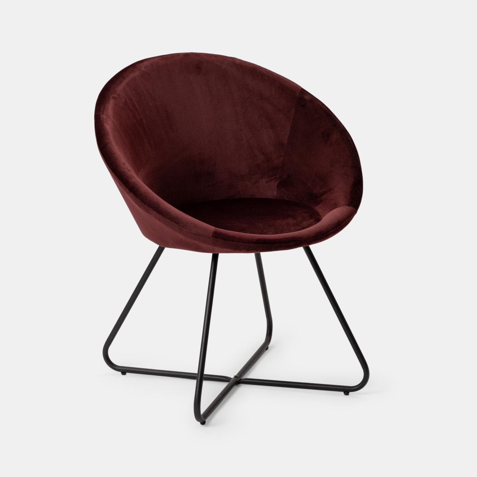 Poltrona in velluto vinaccia con gambe nere - Cross
