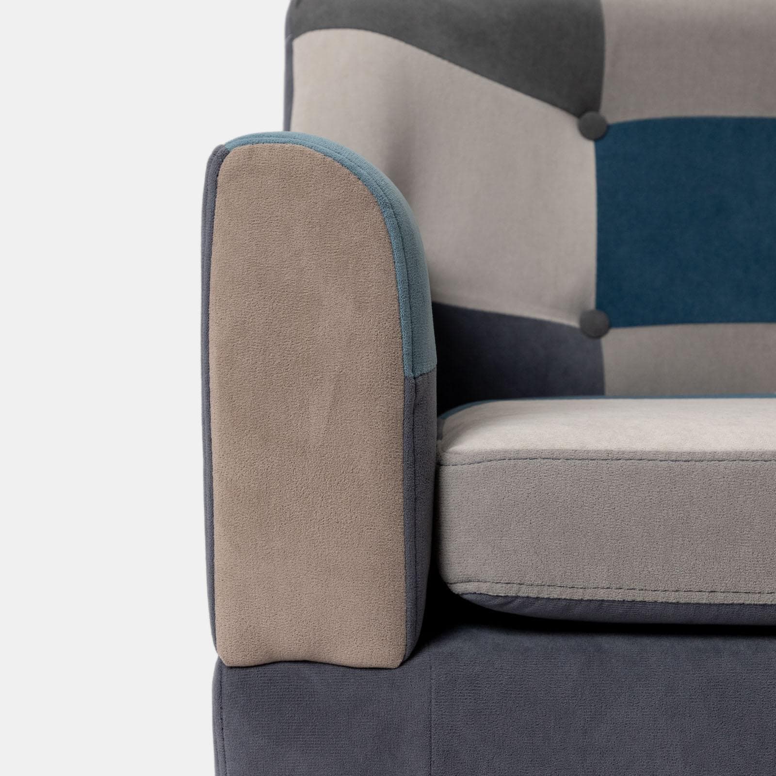 Poltrona scandinava in tessuto patchwork multicolor blu - Copenaghen