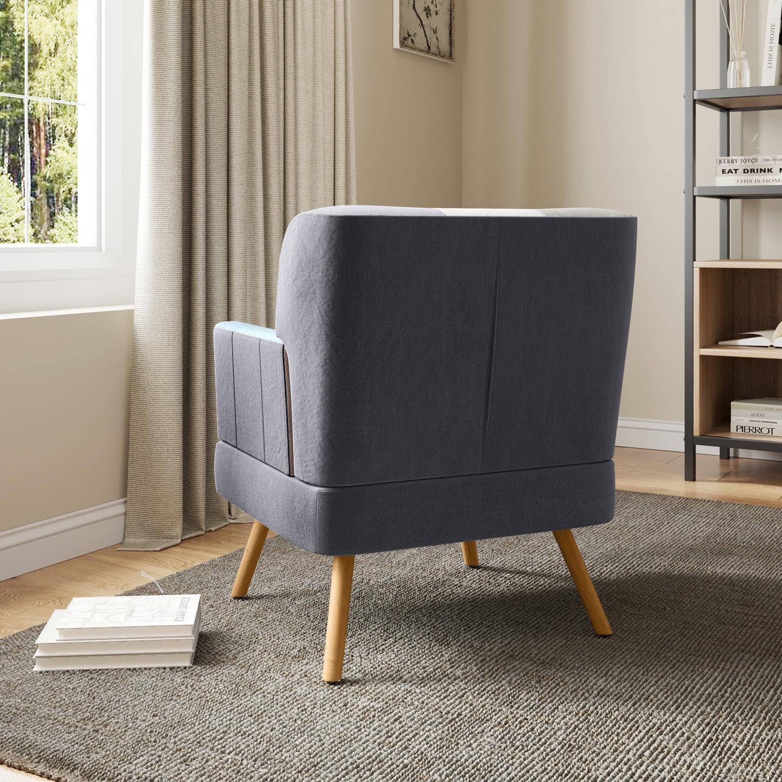 Poltrona scandinava in tessuto patchwork multicolor blu - Copenaghen