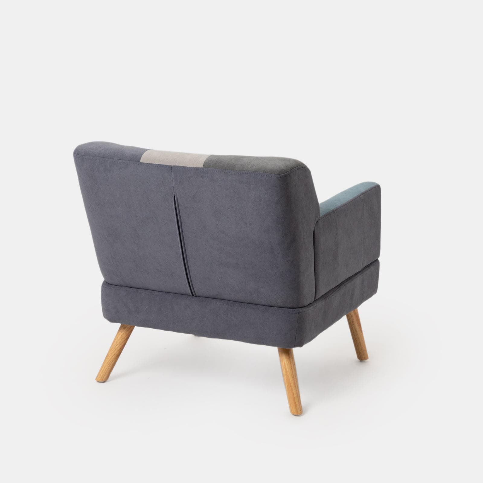 Poltrona scandinava in tessuto patchwork multicolor blu - Copenaghen