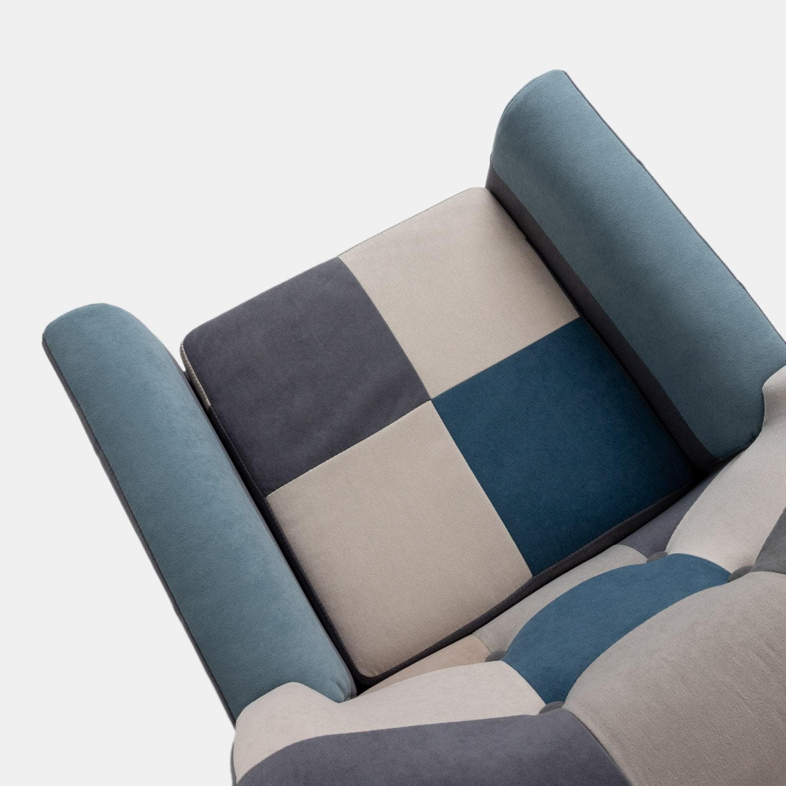 Poltrona scandinava in tessuto patchwork multicolor blu - Copenaghen