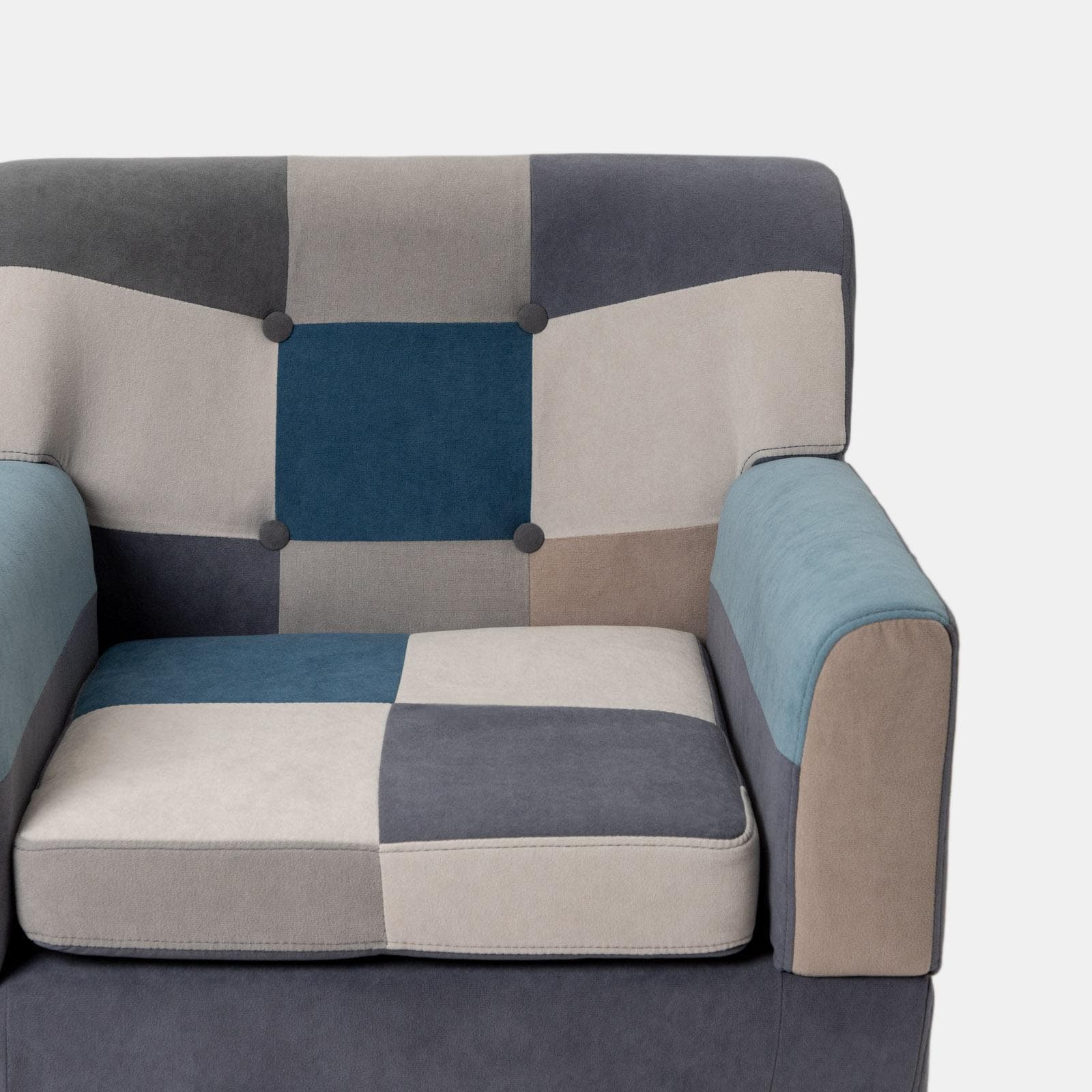 Poltrona scandinava in tessuto patchwork multicolor blu - Copenaghen