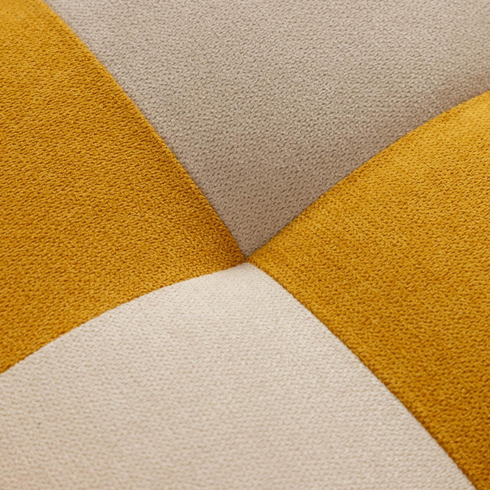 Poltrona scandinava in tessuto patchwork multicolor giallo con schienale avvolgente - Copenaghen