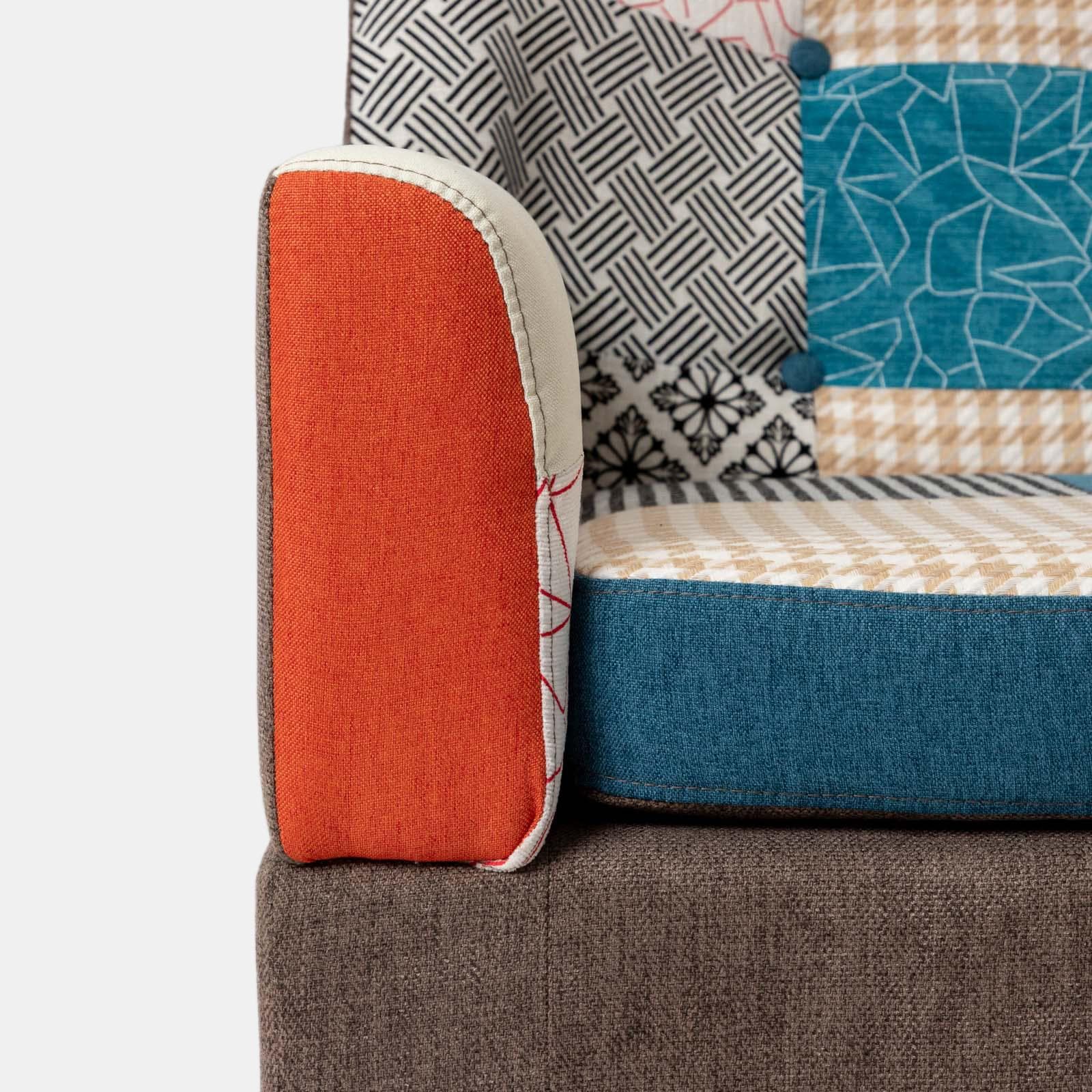 Poltrona scandinava in tessuto patchwork multicolore - Copenaghen