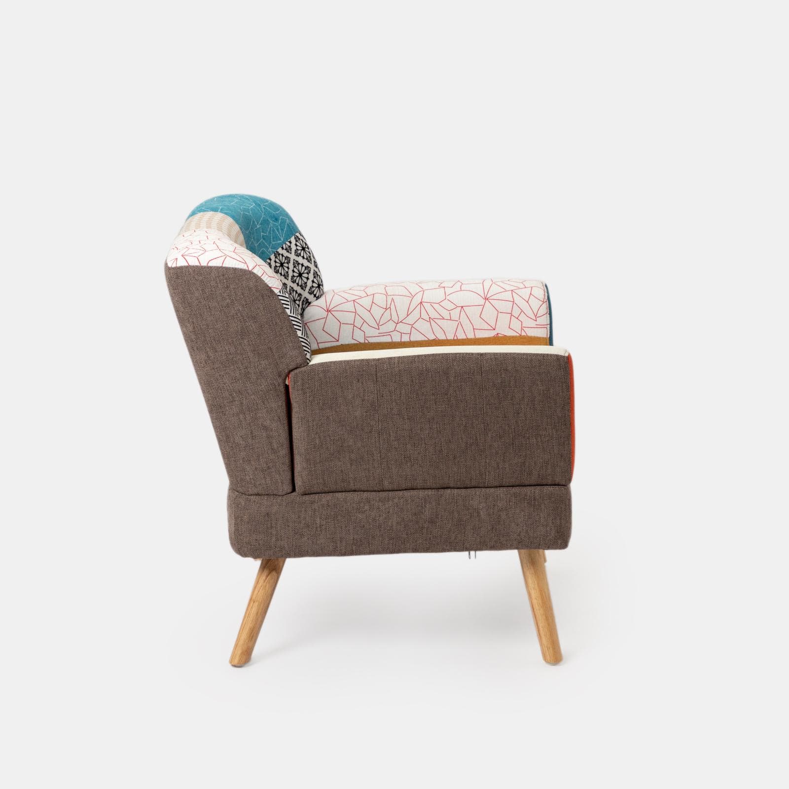 Poltrona scandinava in tessuto patchwork multicolore - Copenaghen