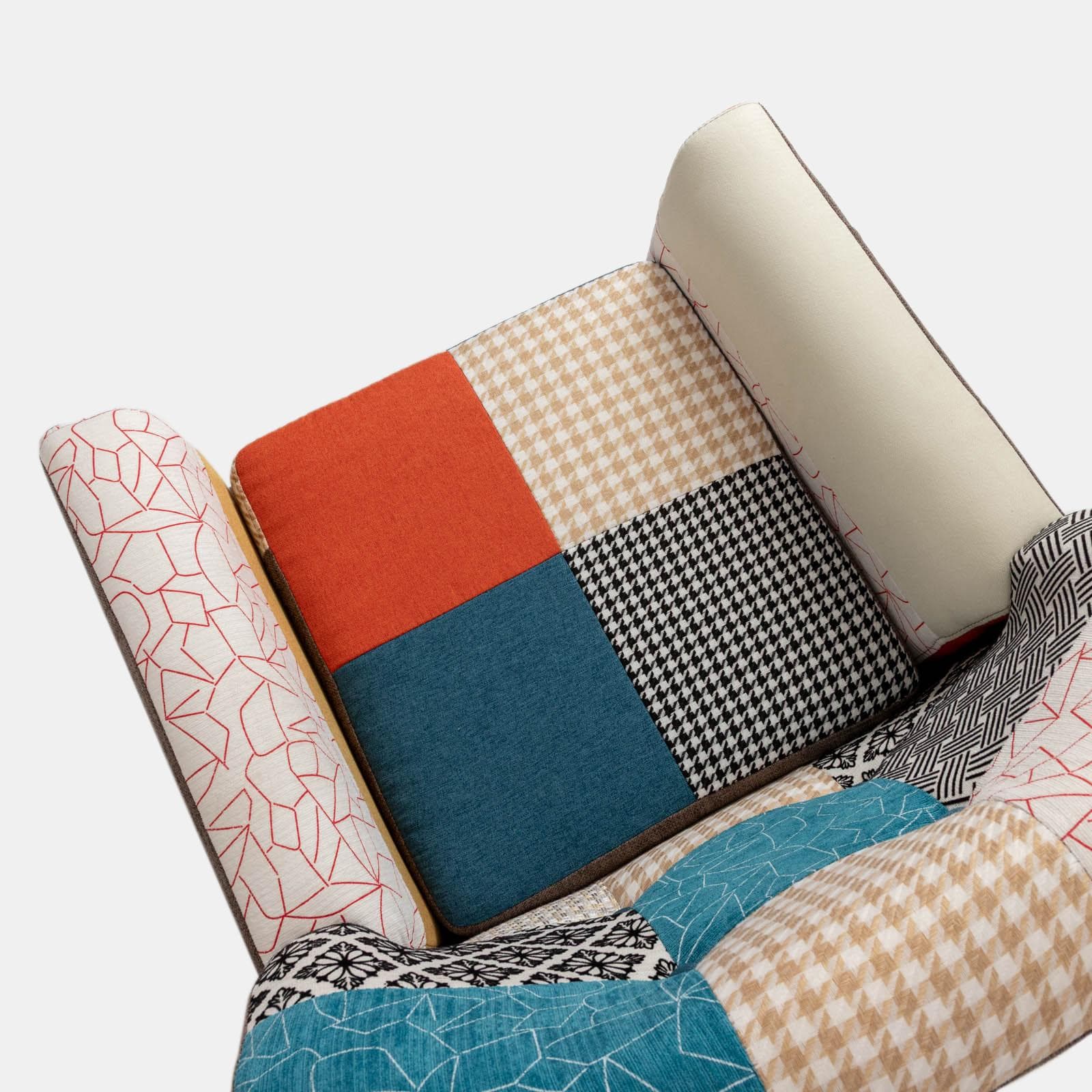 Poltrona scandinava in tessuto patchwork multicolore - Copenaghen