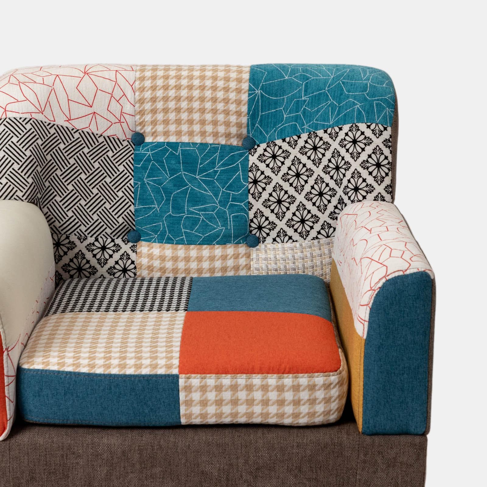 Poltrona scandinava in tessuto patchwork multicolore - Copenaghen
