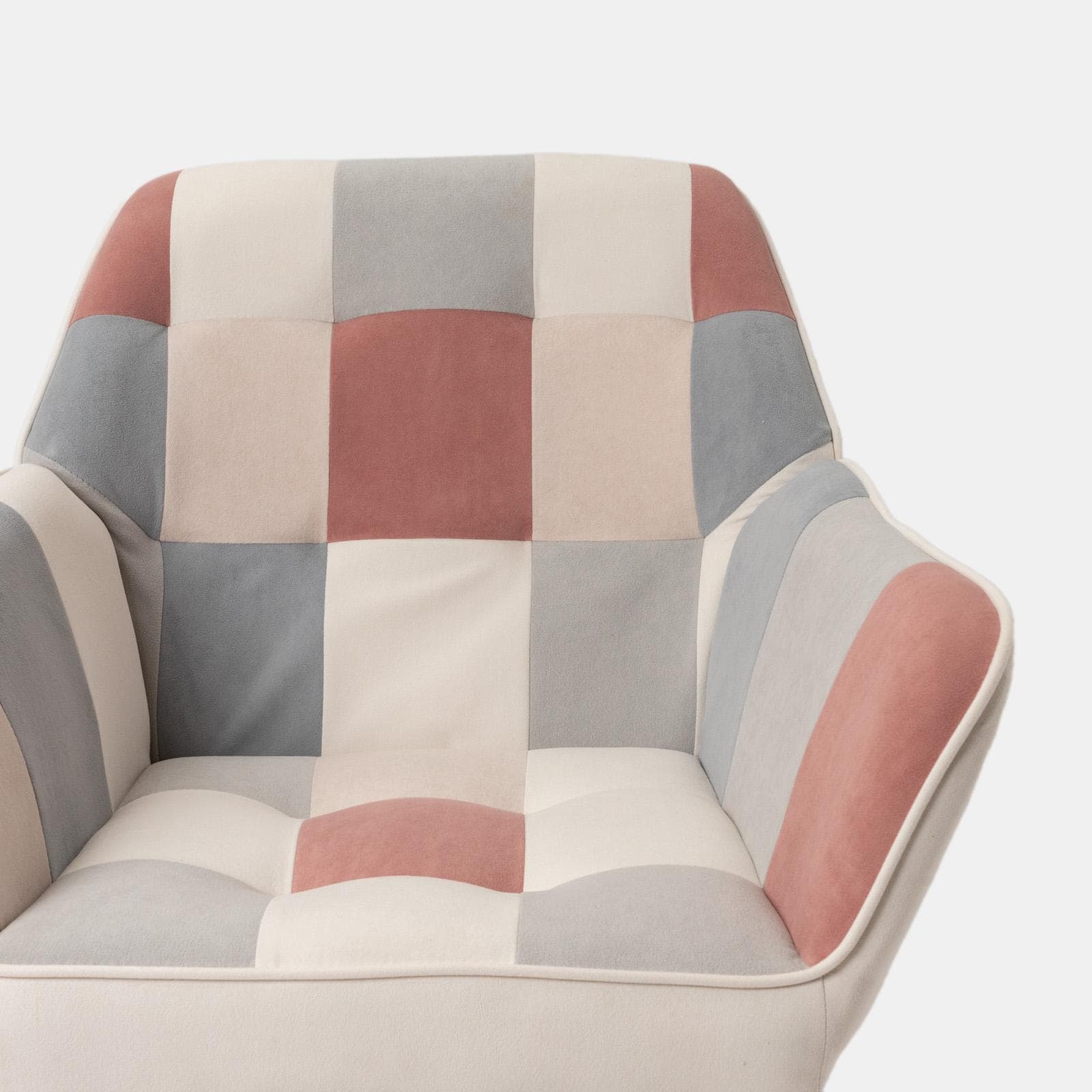 Poltrona scandinava in velluto patchwork multicolor rosa - Copenaghen