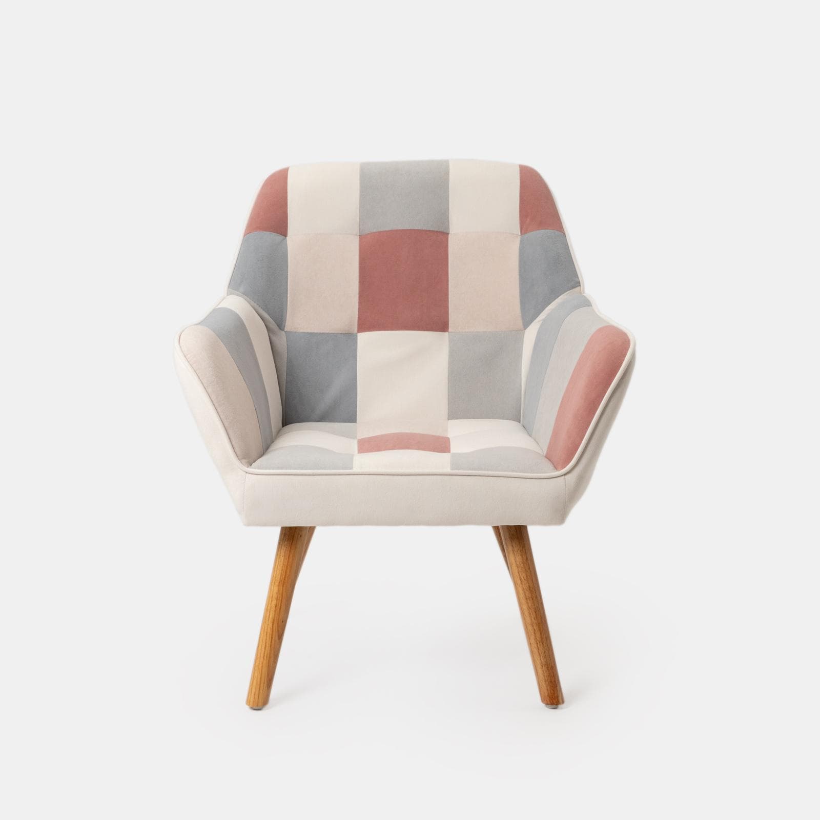 Poltrona scandinava in velluto patchwork multicolor rosa - Copenaghen