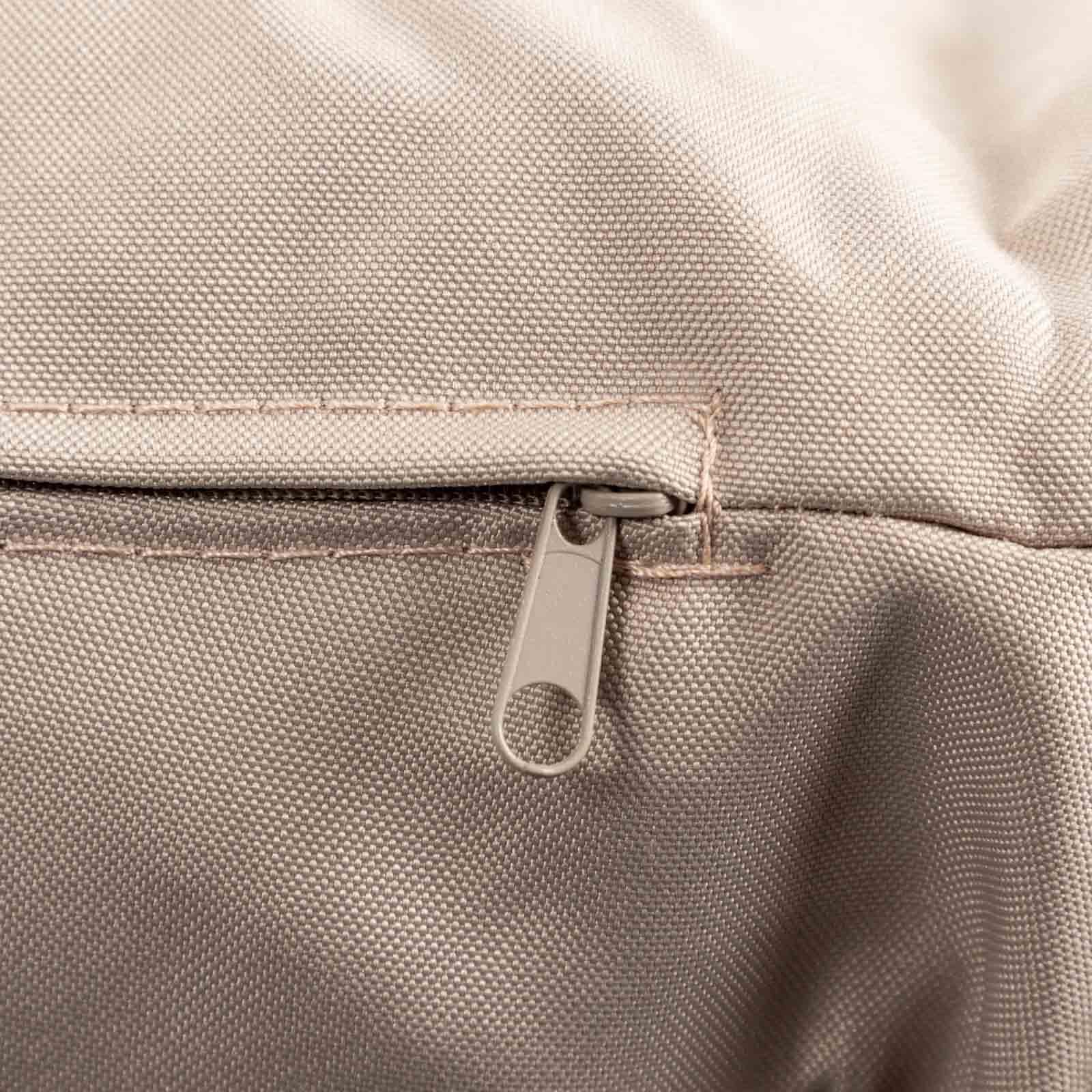 Poltrona sospesa in acciaio bianco e cuscini tortora - Mama
