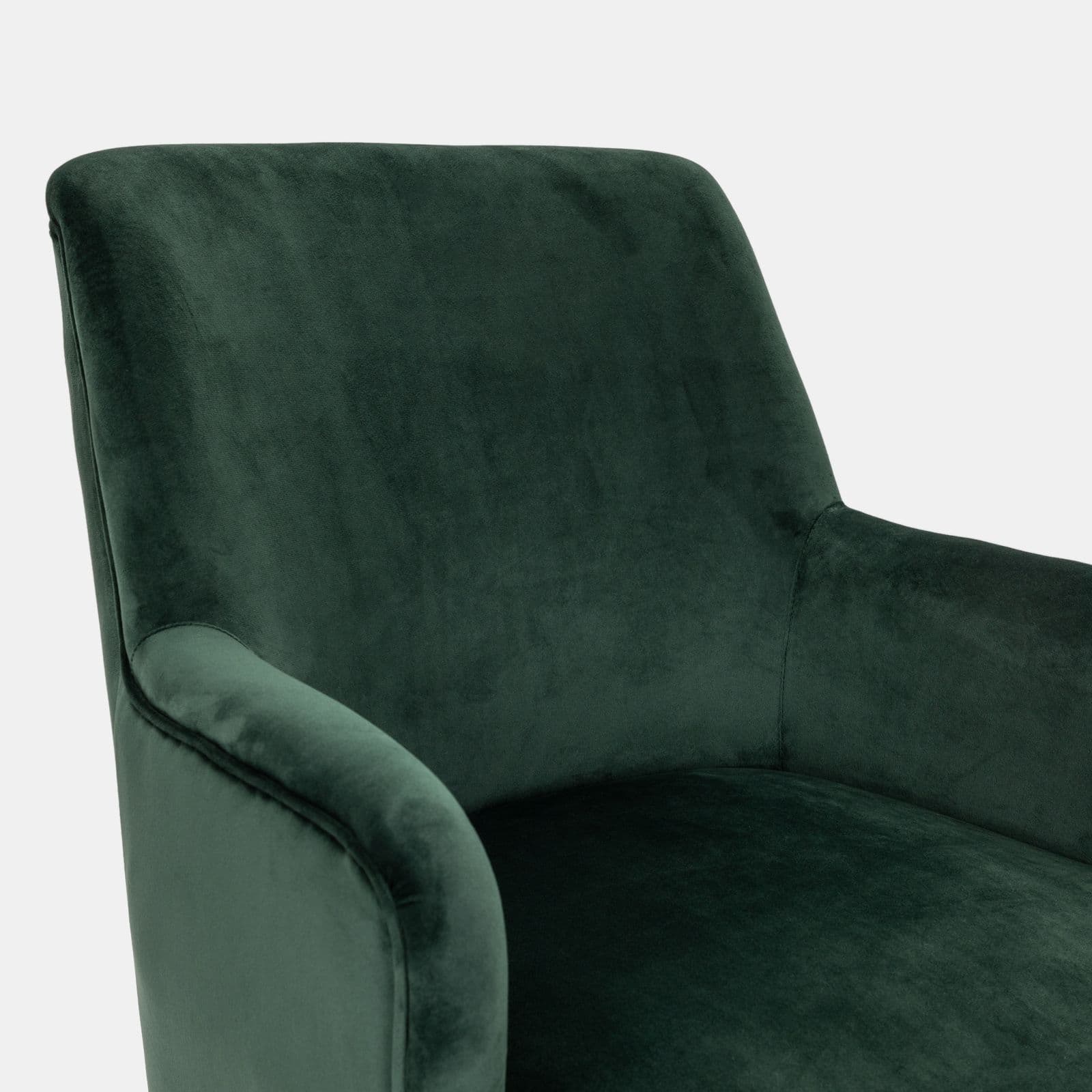 Poltrona in velluto verde con gambe in legno - Elenor