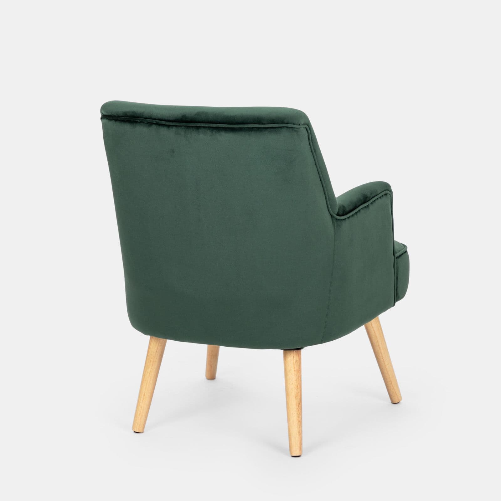 Poltrona in velluto verde con gambe in legno - Elenor