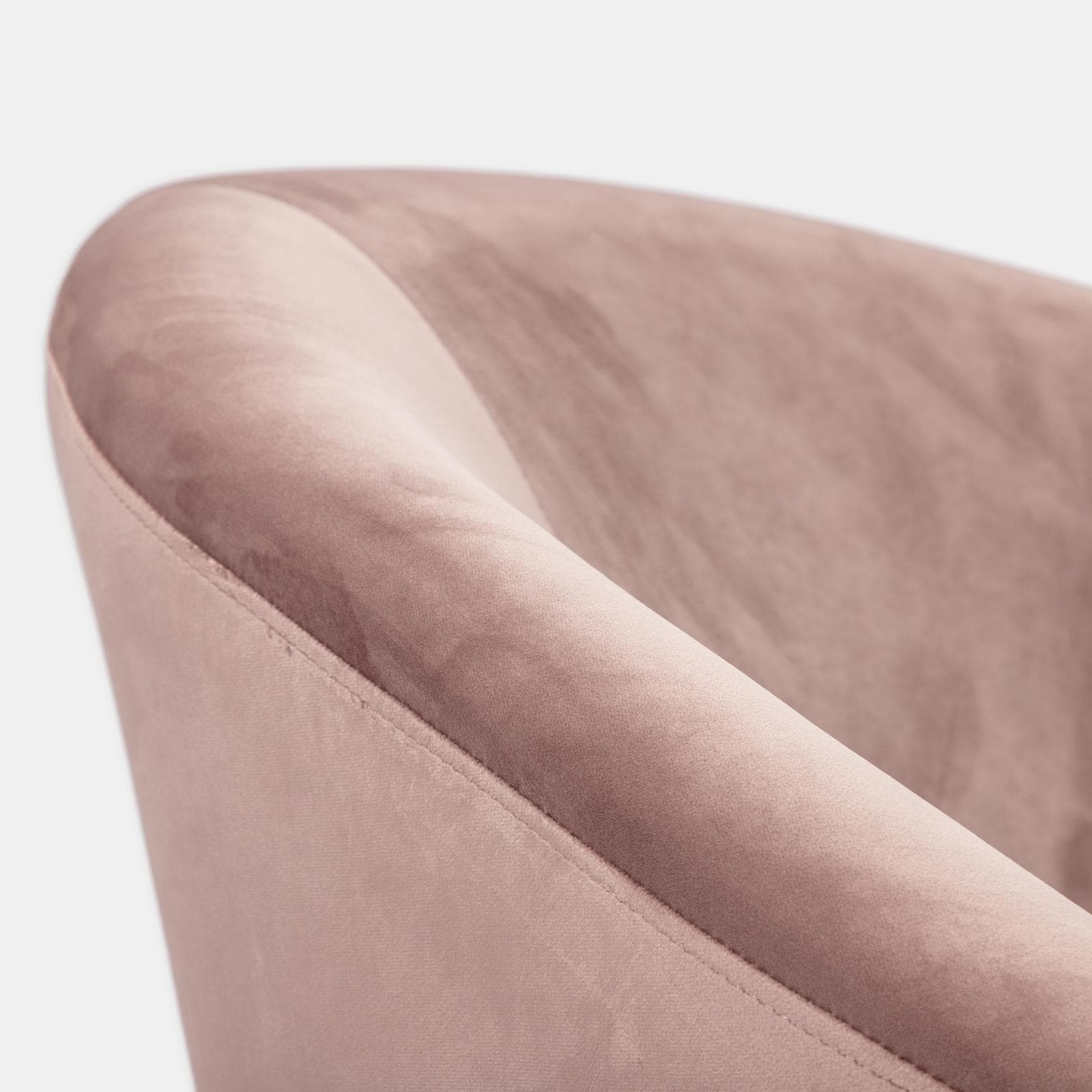 Poltrona imbottita in velluto rosa cripria con piedini in legno nero e oro - Oyster