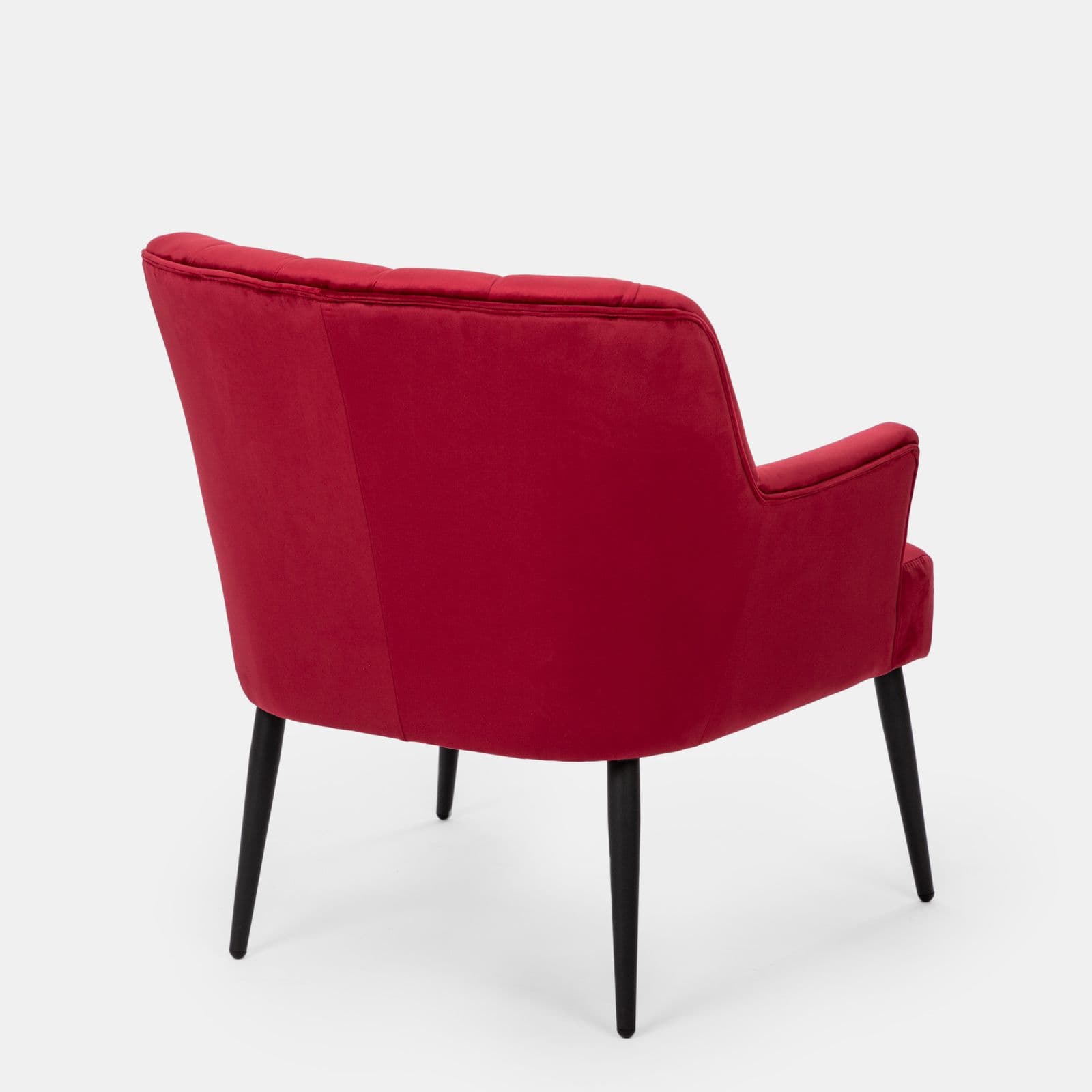 Poltroncina in velluto rosso vino con gambe nere - Barone