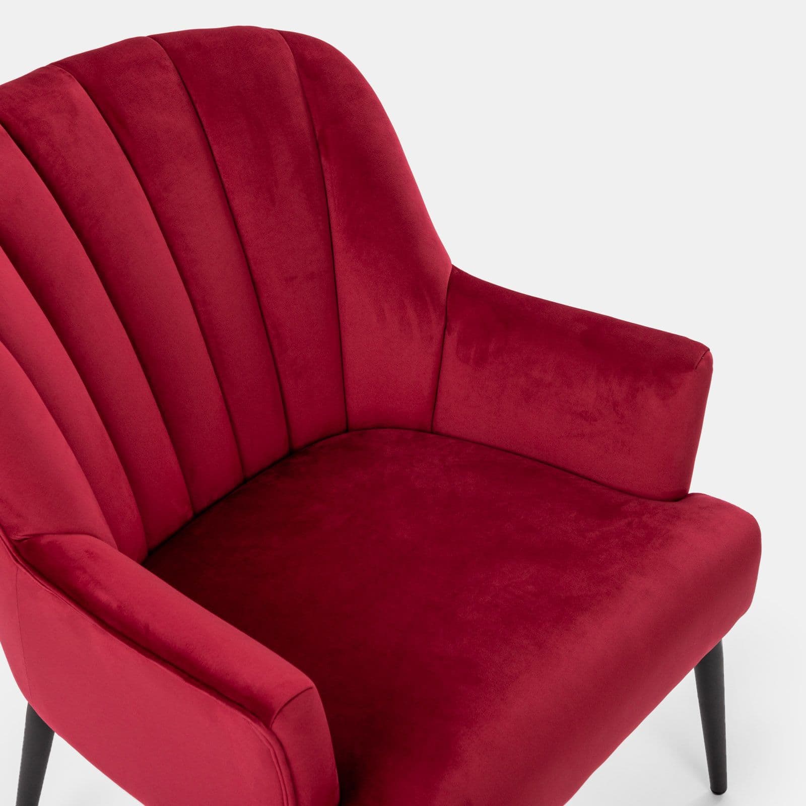 Poltroncina in velluto rosso vino con gambe nere - Barone