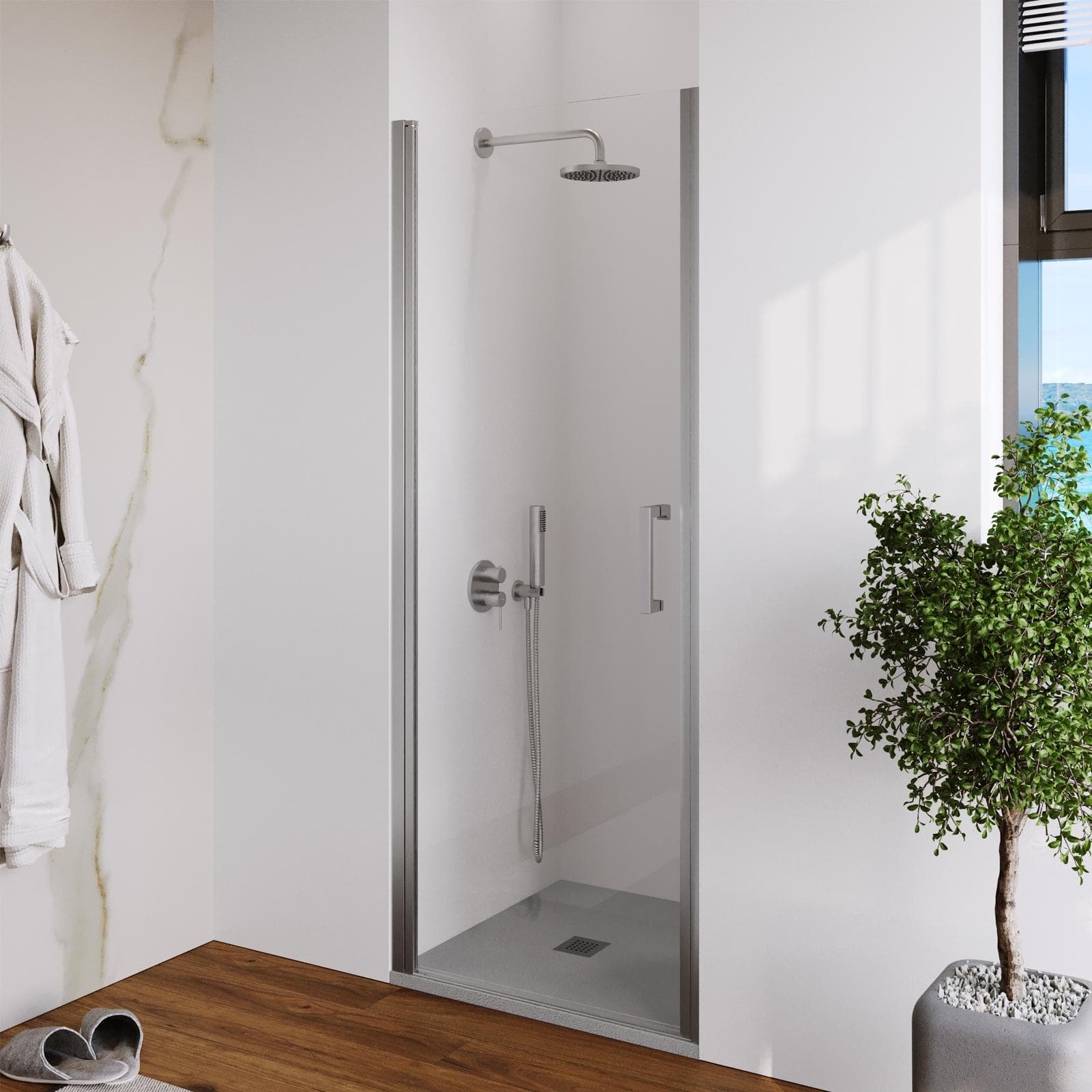 Box doccia nicchia 80 cm battente con vetro anticalcare trasparente e profilo cromo 200h - Artego