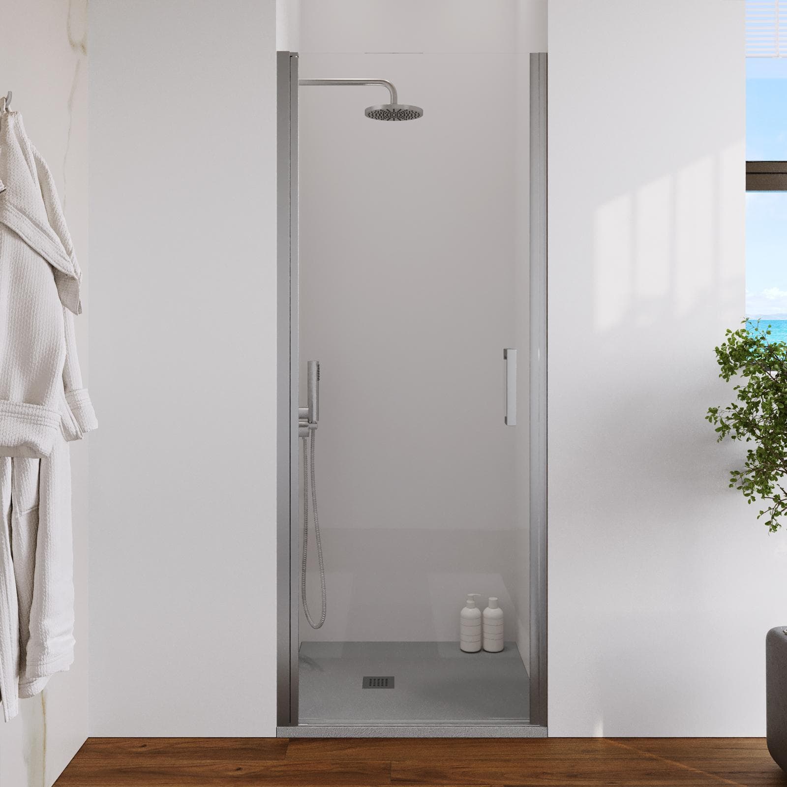 Box doccia nicchia 80 cm battente con vetro anticalcare trasparente e profilo cromo 200h - Artego