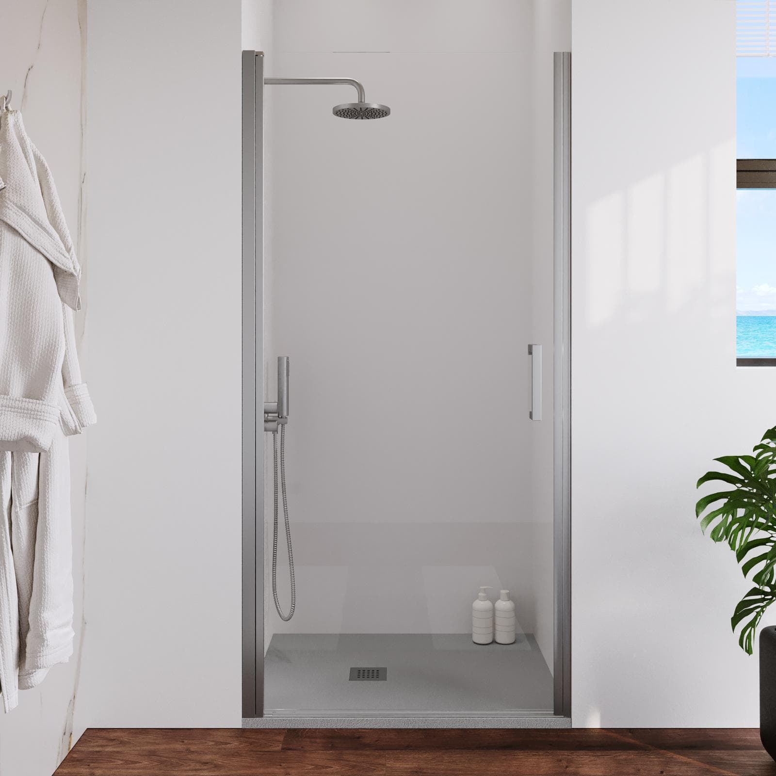 Box doccia nicchia 90 cm battente con vetro anticalcare trasparente e profilo cromo 200h - Artego