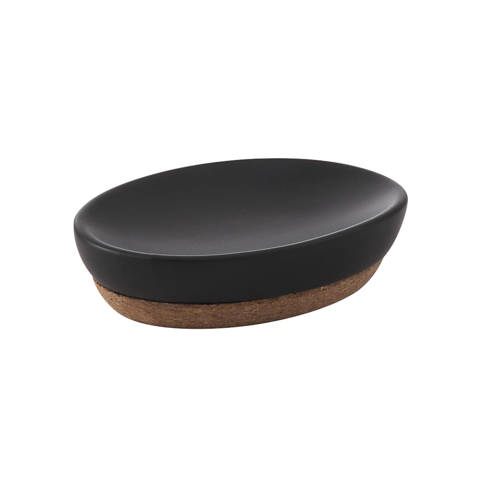 Portasapone d'appoggio in ceramica nero e sughero - Ilary di Gedy
