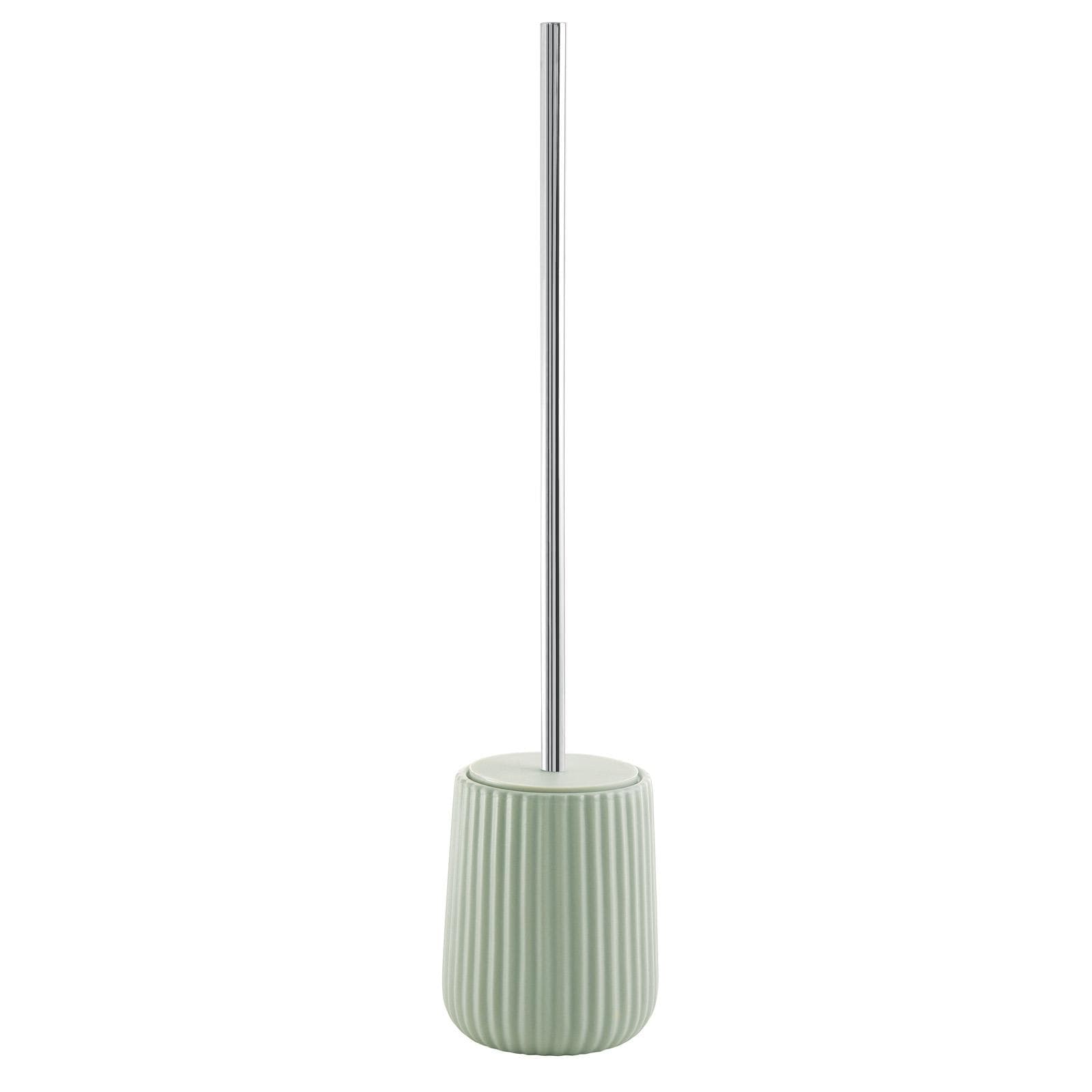 Portascopino d'appoggio in ceramica verde menta rigato - Marika di Gedy