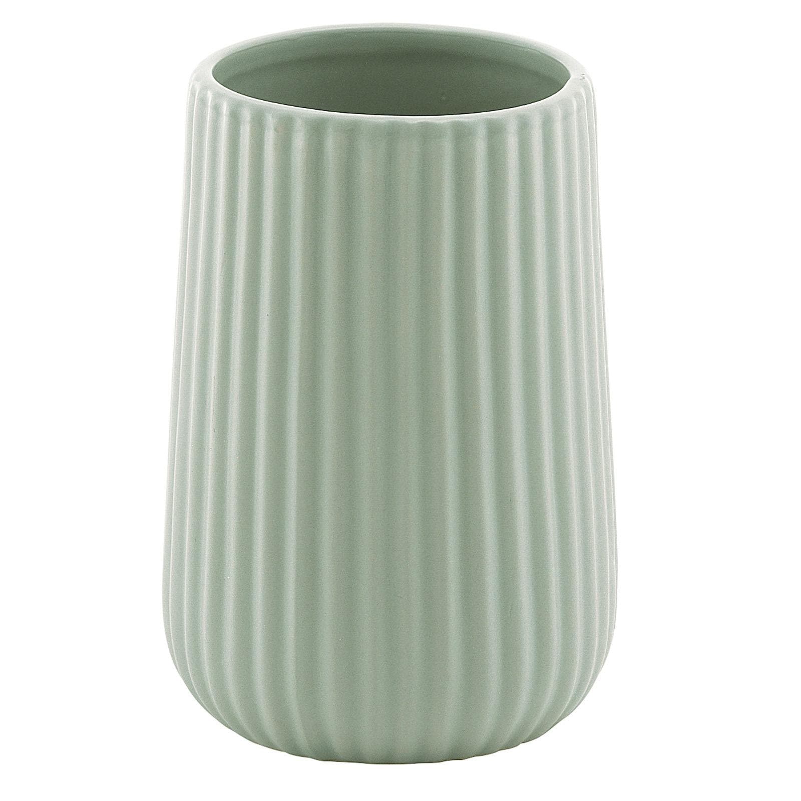 Portaspazzolini da appoggio in ceramica verde menta rigato - Marika di Gedy